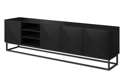 Mobile TV 4 ante in legno laminato con piede in metallo Asha 200x56 cm