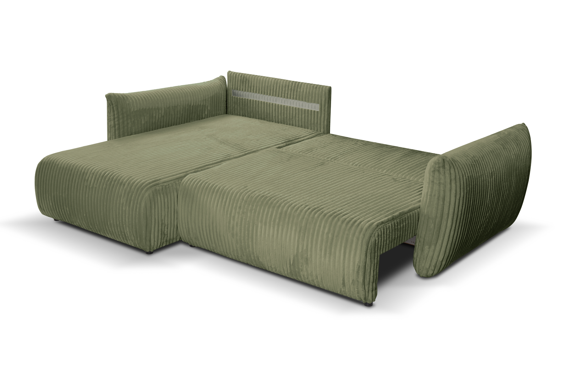Divano letto angolare in tessuto cannettato Parigi 257x111/177 cm