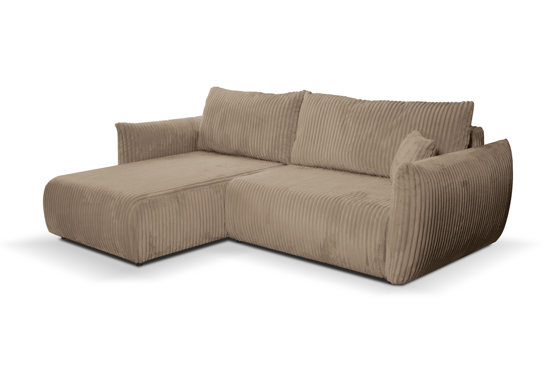 Divano letto angolare in tessuto cannettato Parigi 257x111/177 cm