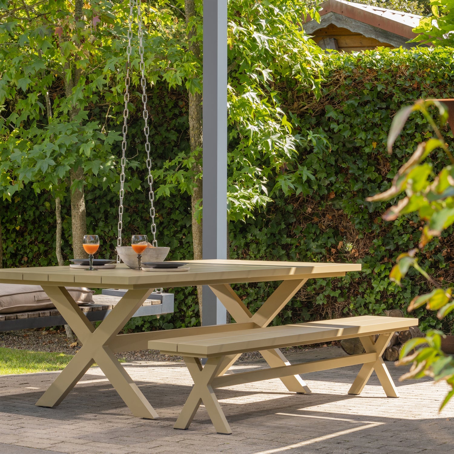 Tavolo da picnic in alluminio Delta 220x75 cm