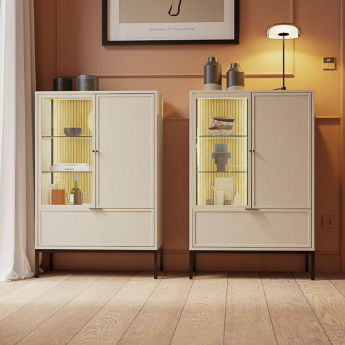 Vetrina 2 ante 1 cassetto con LED integrato Oslo