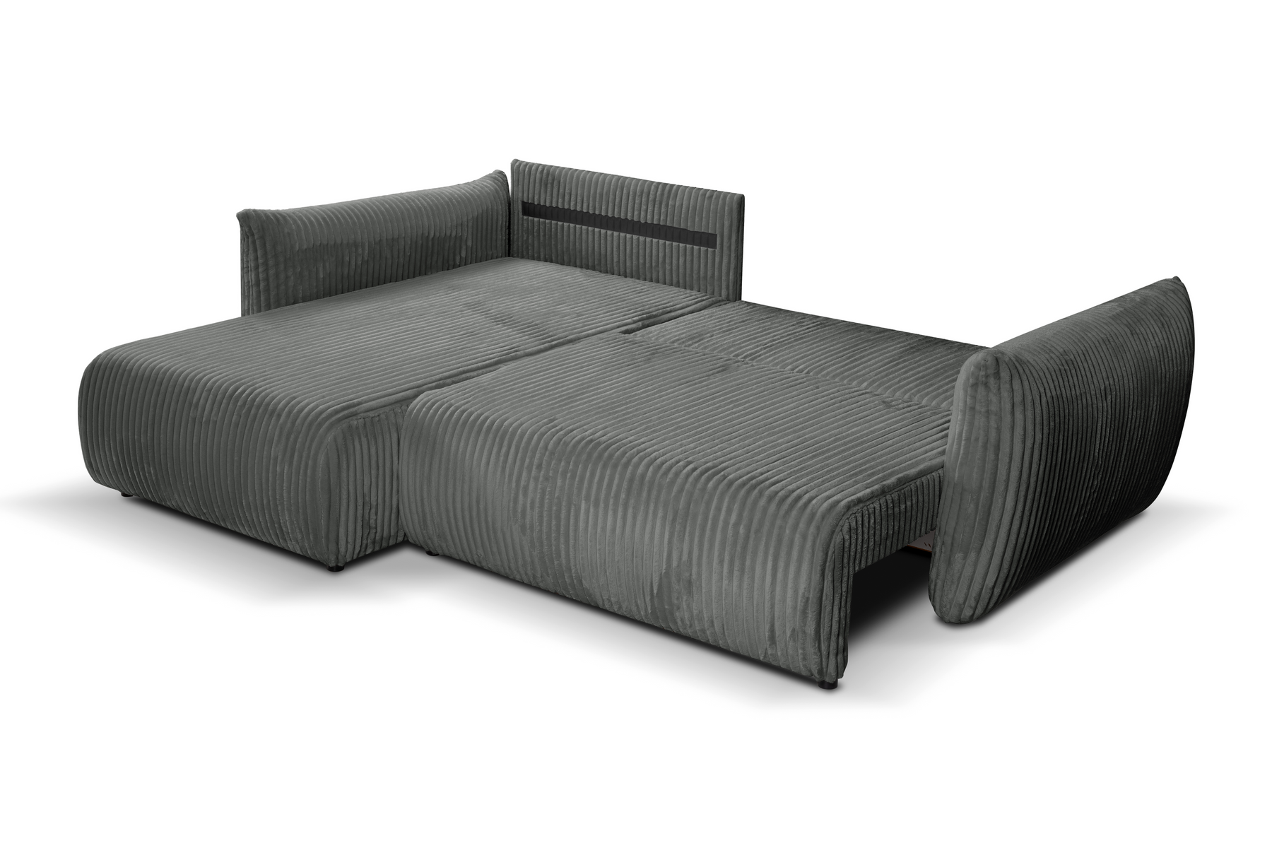 Divano letto angolare in tessuto cannettato Parigi 257x111/177 cm