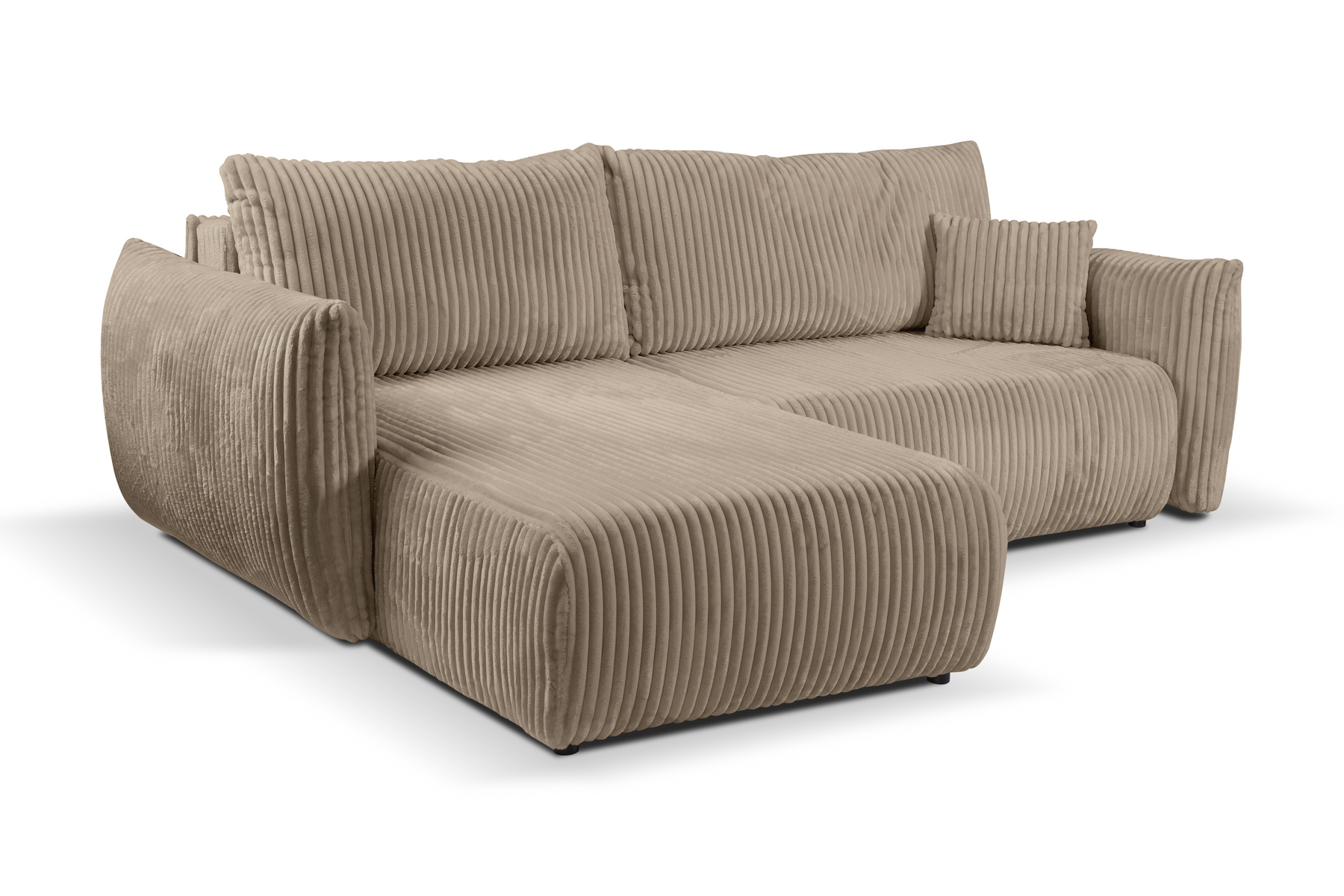 Divano letto angolare in tessuto cannettato Parigi 257x111/177 cm