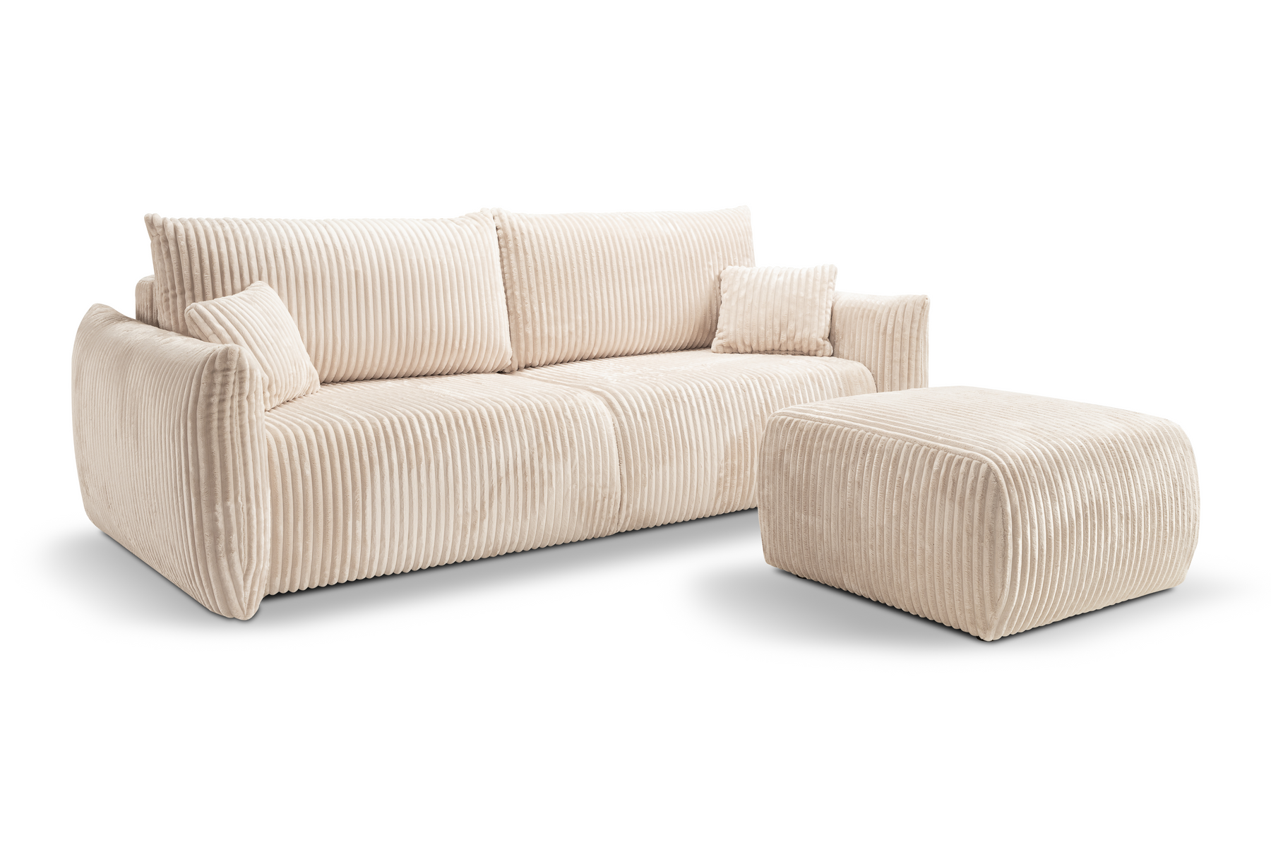Divano letto in tessuto cannettato cashmere Marsiglia 240x108/145 cm