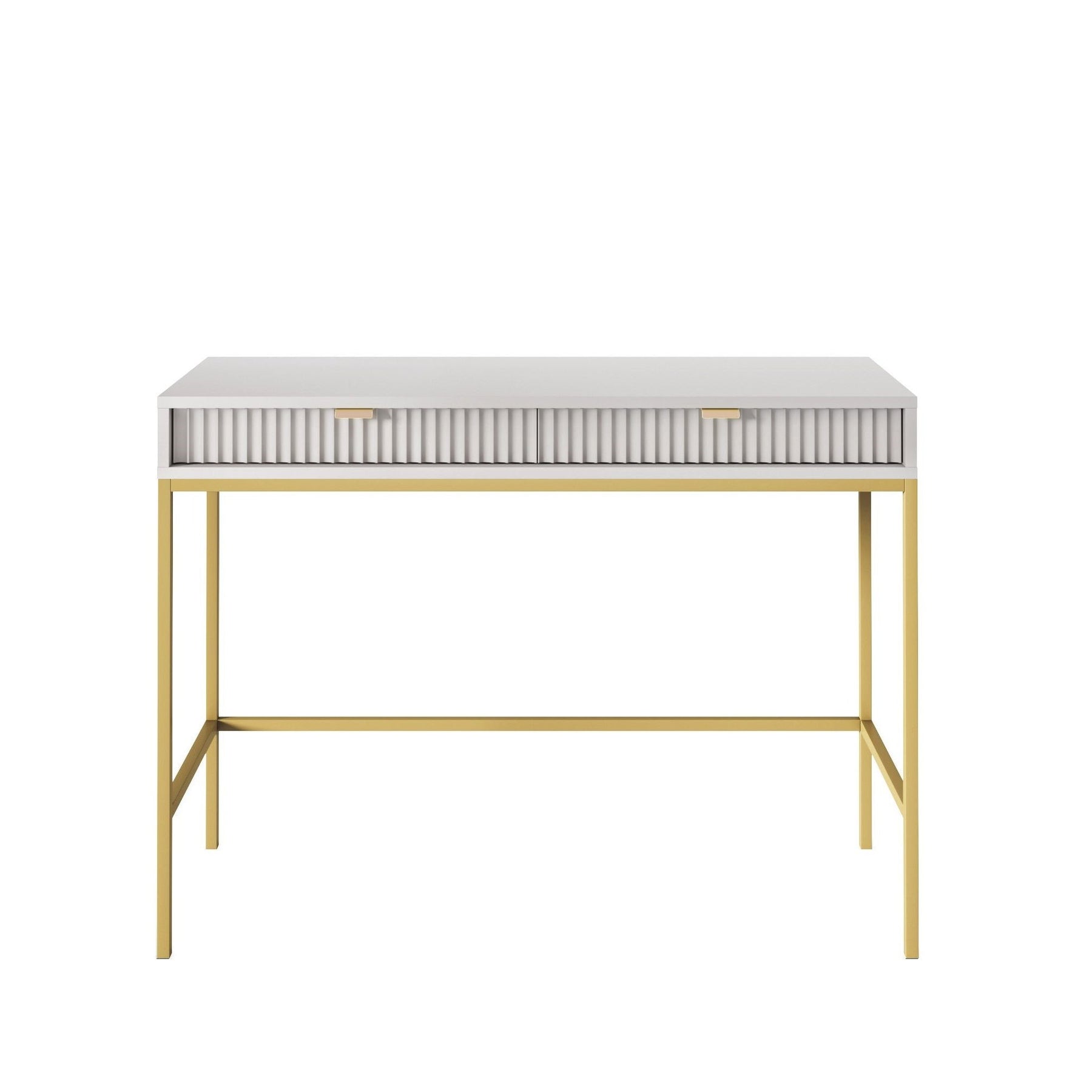 Consolle con piedi in metallo 2 cassetti in legno laminato Miseno 104x78 cm