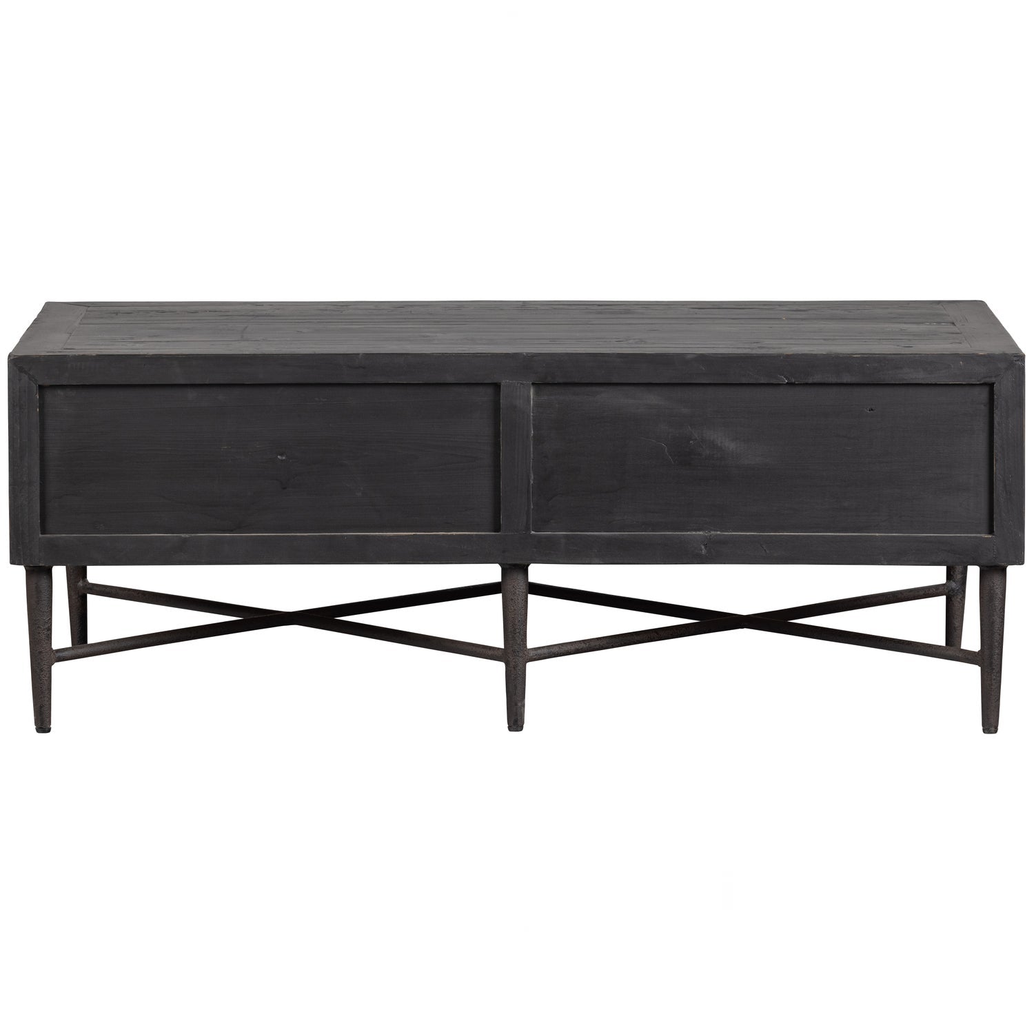 Tavolino 2 cassetti in legno di pino nero Bequest 46x120 cm