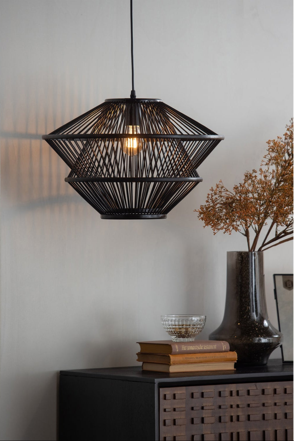 Lampada a sospensione in bambù Bamboo 31x46 cm