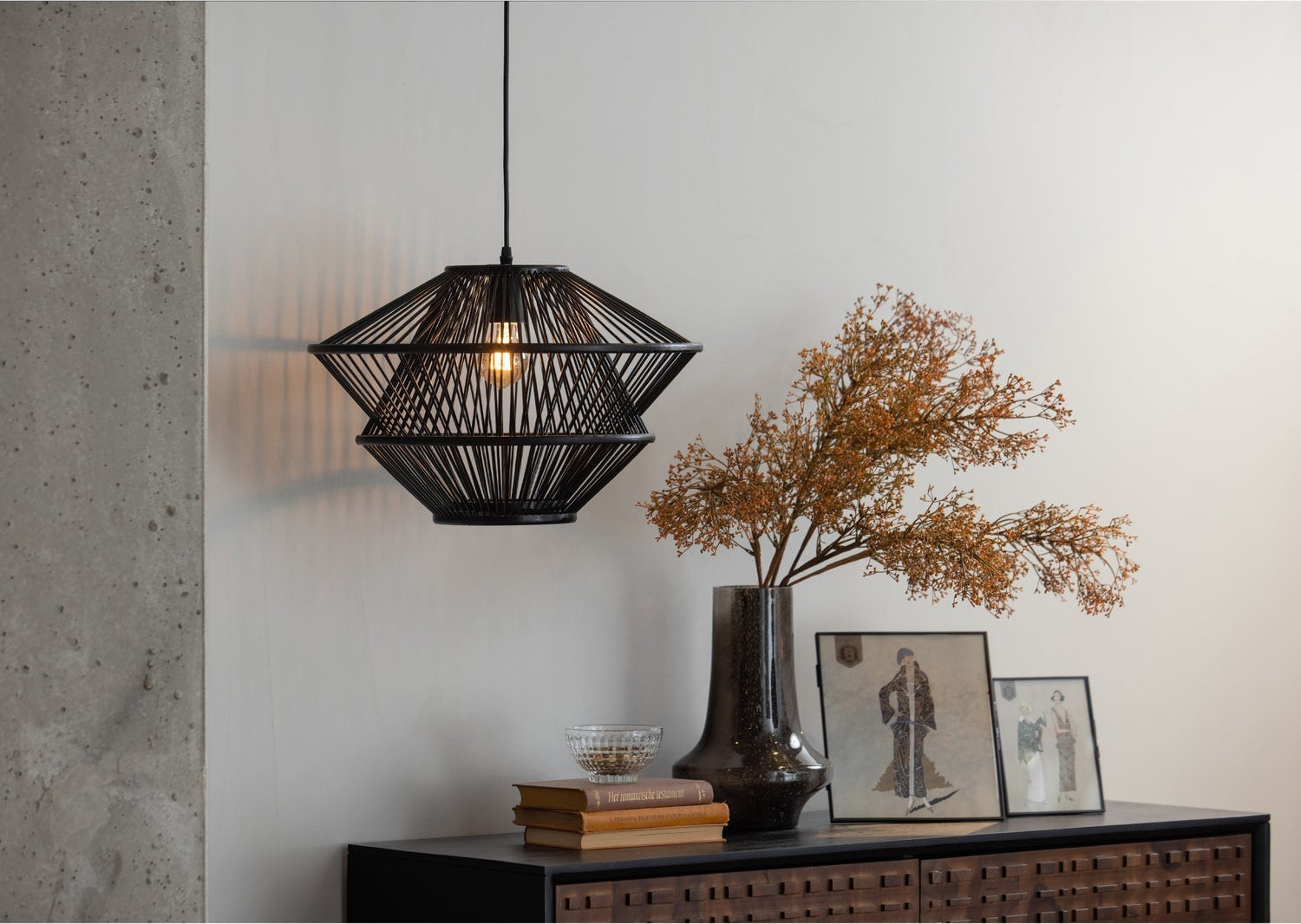 Lampada a sospensione in bambù Bamboo 31x46 cm