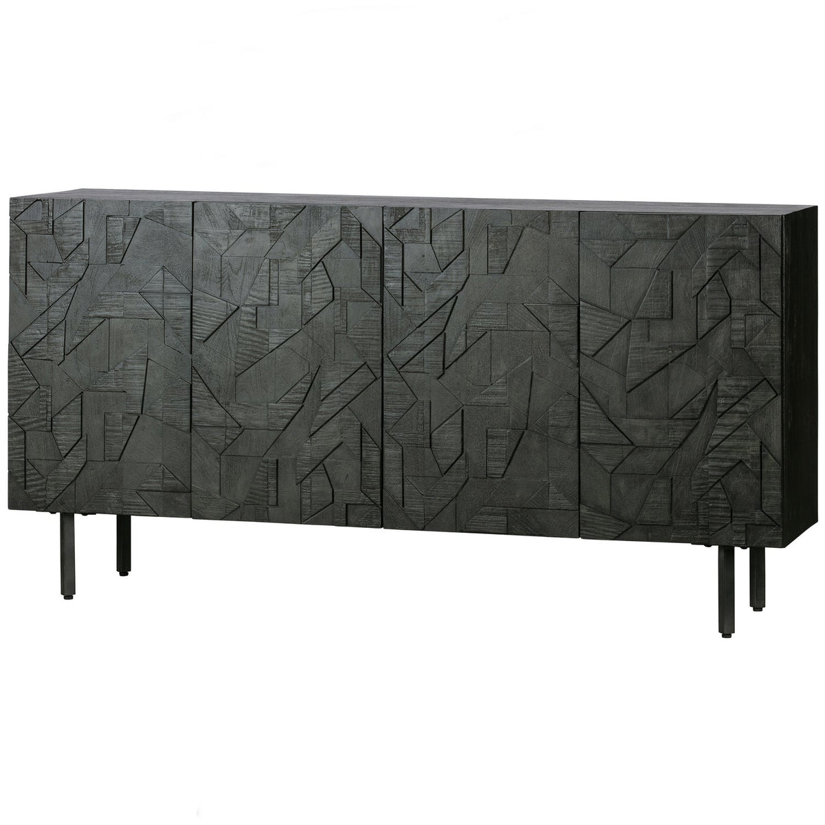 Credenza 4 ante in legno nero Counter 160x40 cm