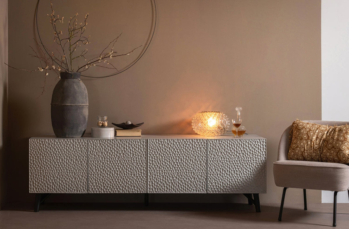 Mobile TV 4 ante color nebbia Carved 56x181 cm