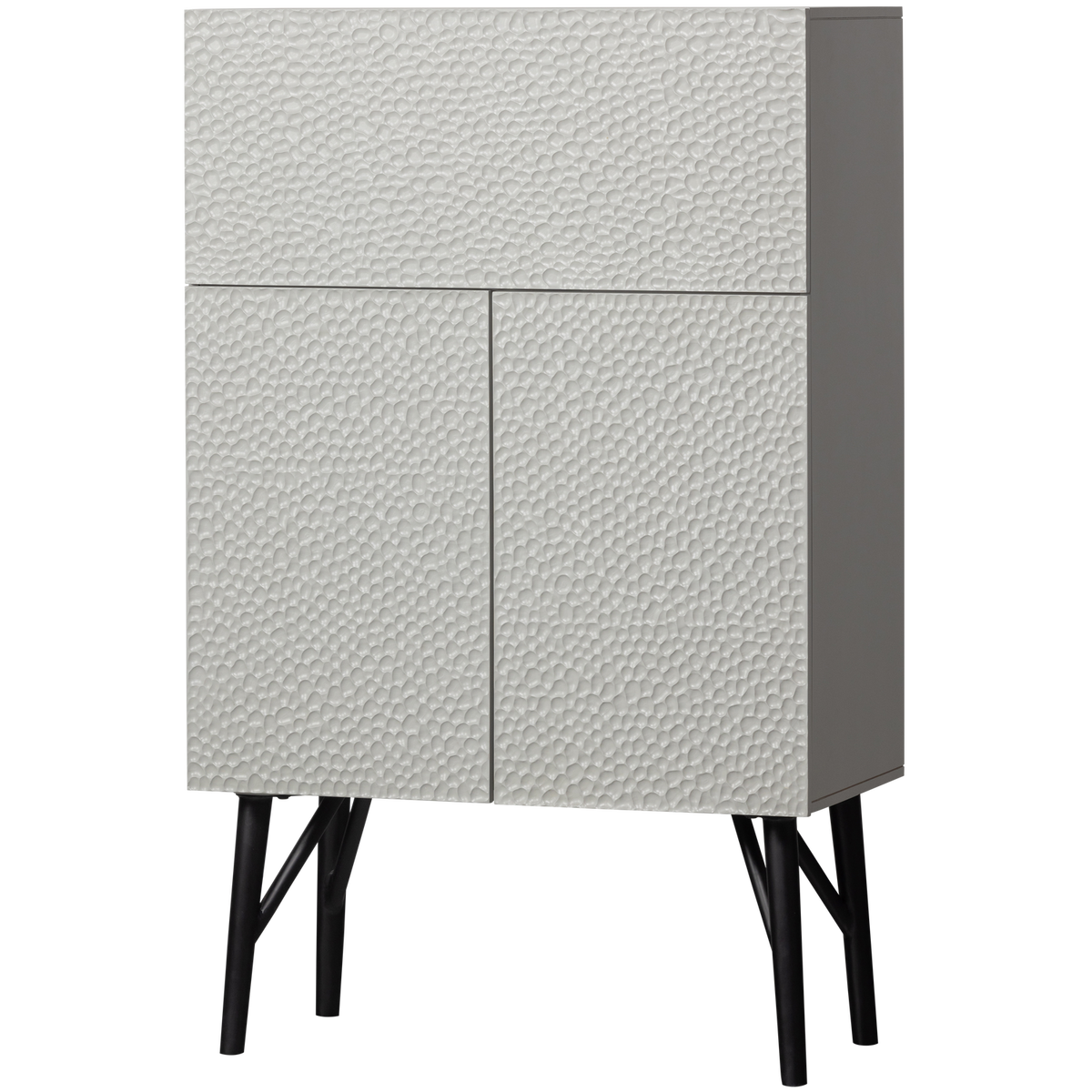 Credenza in legno di mango grigio nebbia Carved 146x90 cm