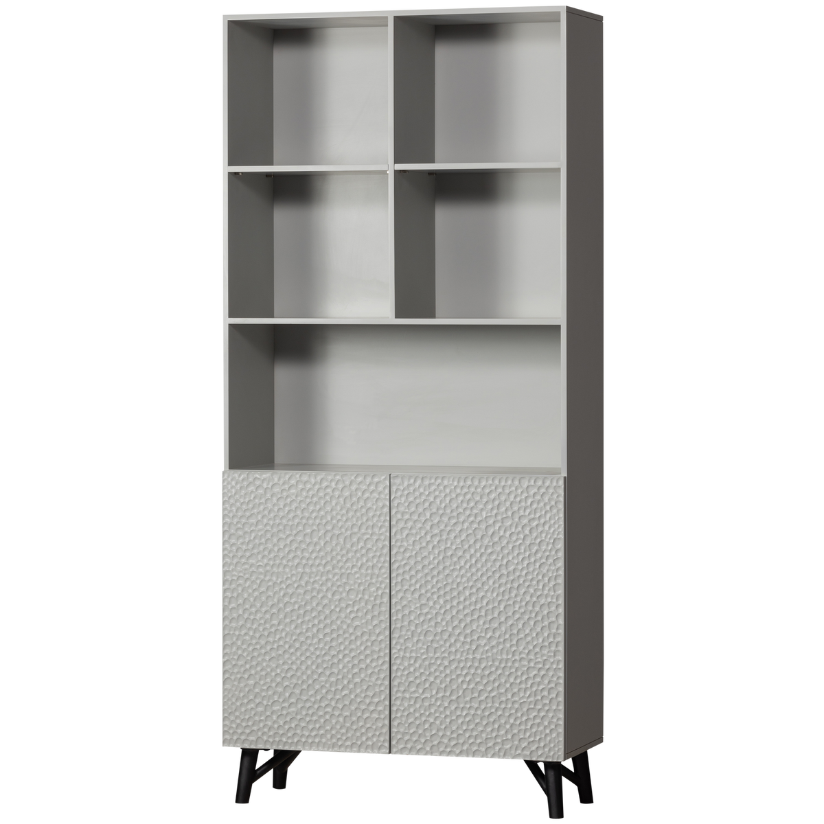 Credenza 2 ante in legno di mango grigio nebbia Carved 200x90 cm