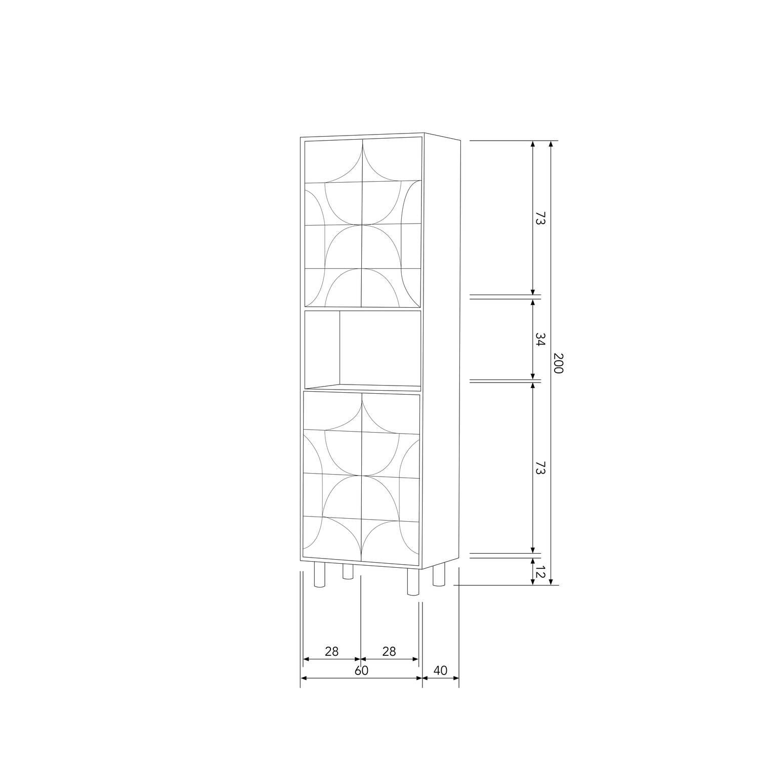 Credenza 4 ante in legno di mango Draw 200x60 cm