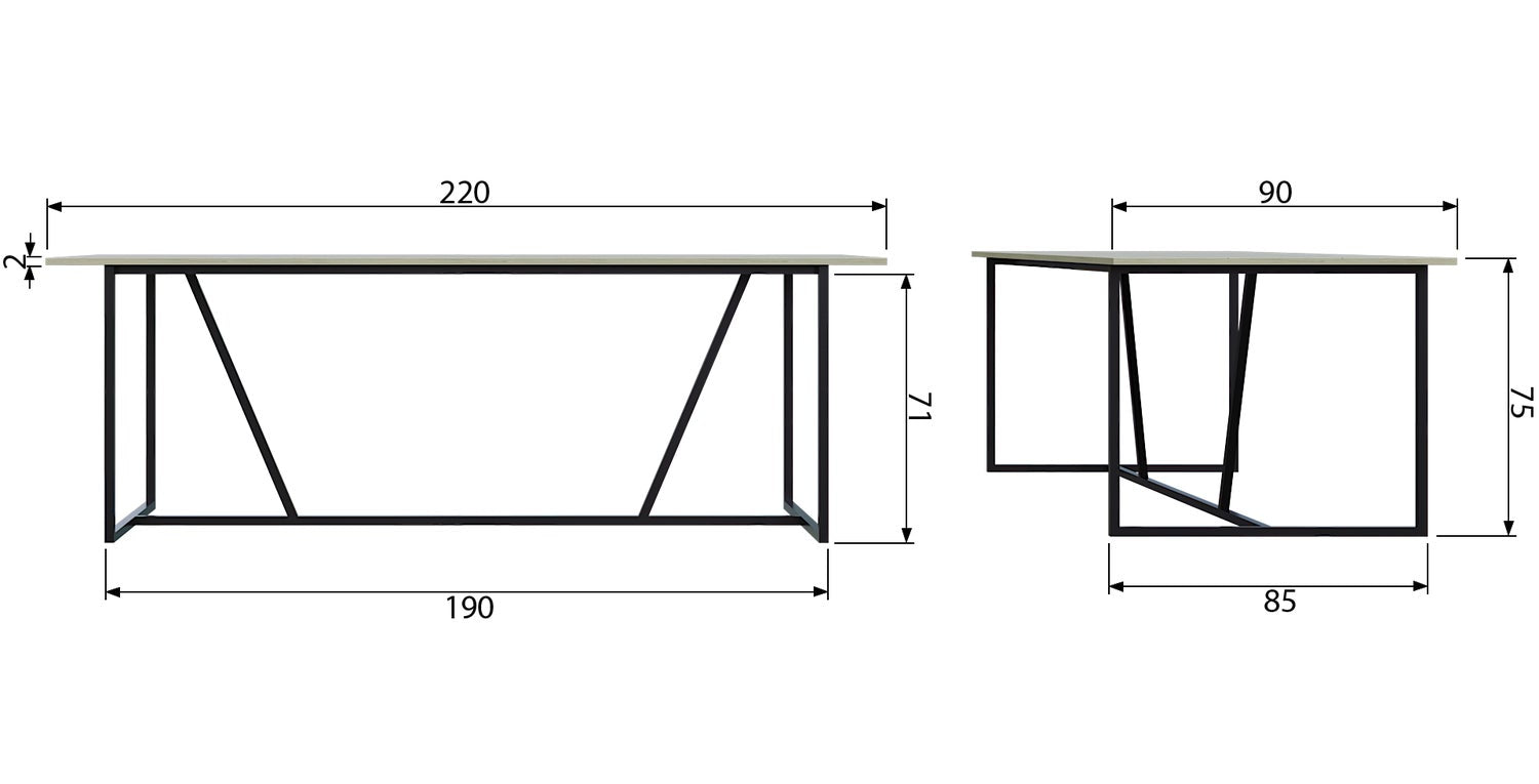 Tavolo da pranzo in legno di frassino Silas 220x75 cm