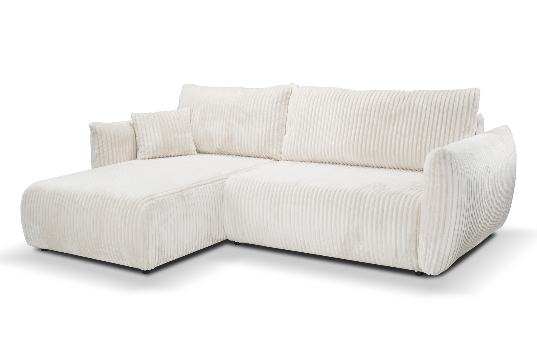 Divano letto angolare in tessuto cannettato Parigi 257x111/177 cm