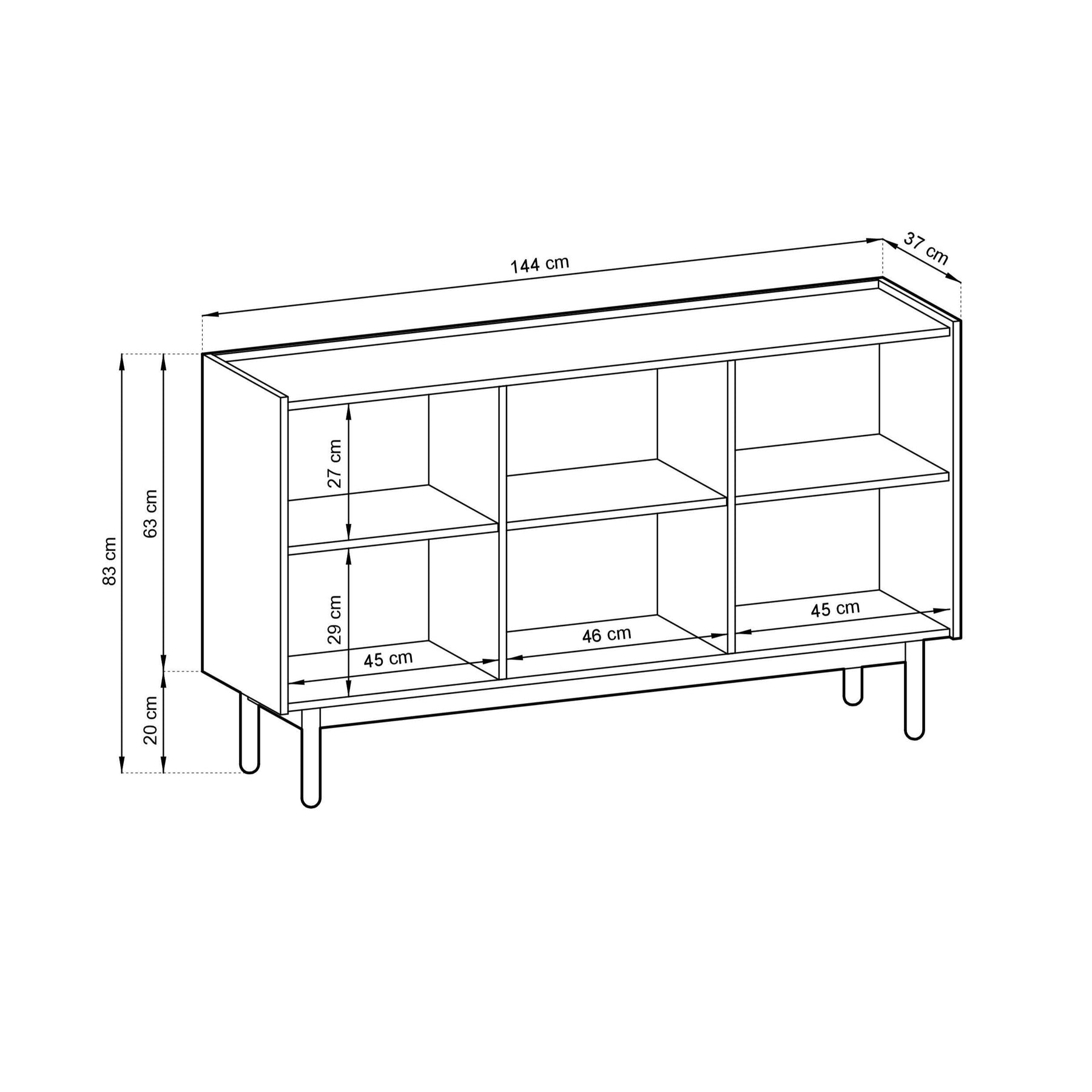 Madia 3 ante in legno laminato Arnesia 144x83 cm