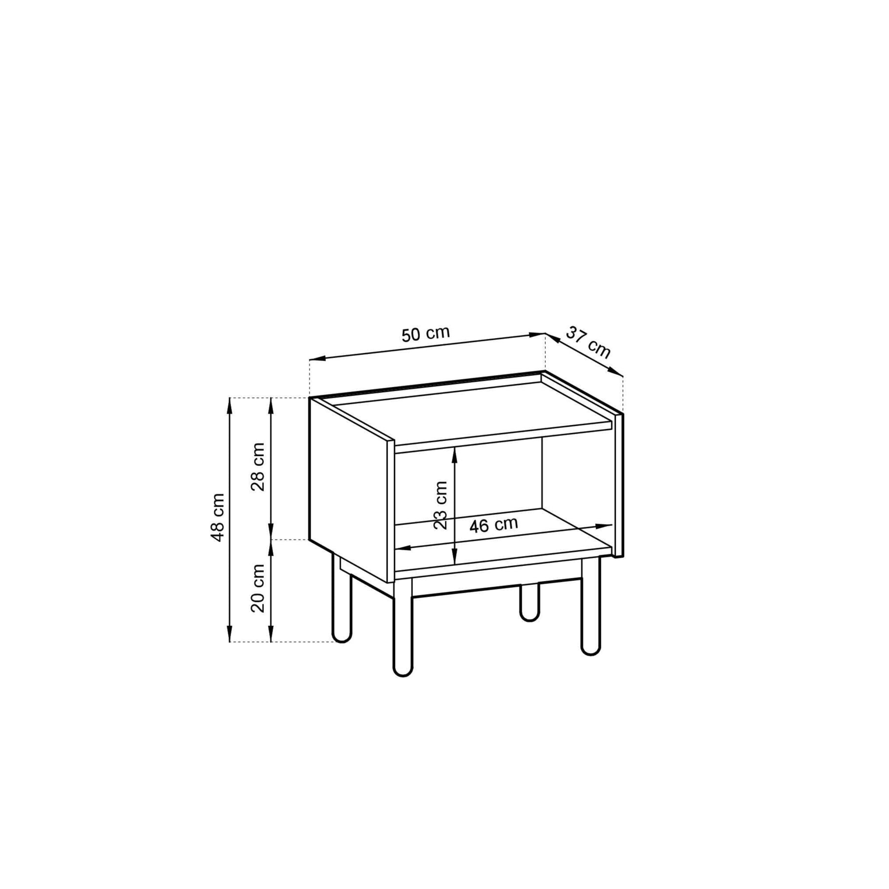 Comodino 1 cassetto in legno laminato rovere Arnesia 50x48 cm