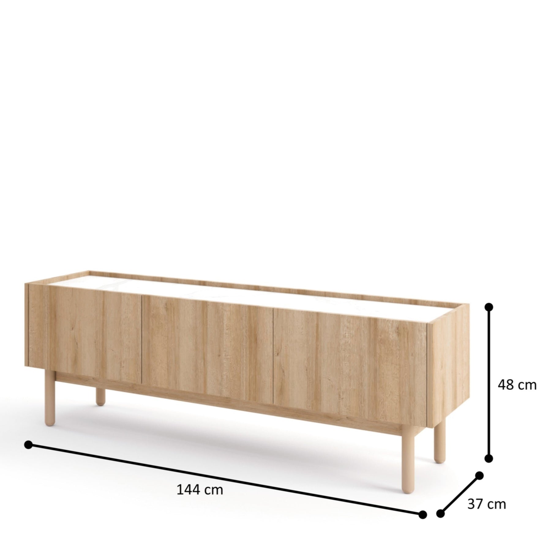 Mobile TV 3 ante in legno laminato Arnesia 144x48 cm
