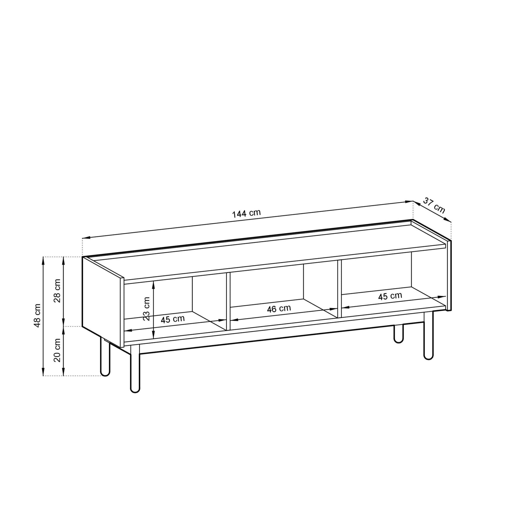 Mobile TV 3 ante in legno laminato Arnesia 144x48 cm