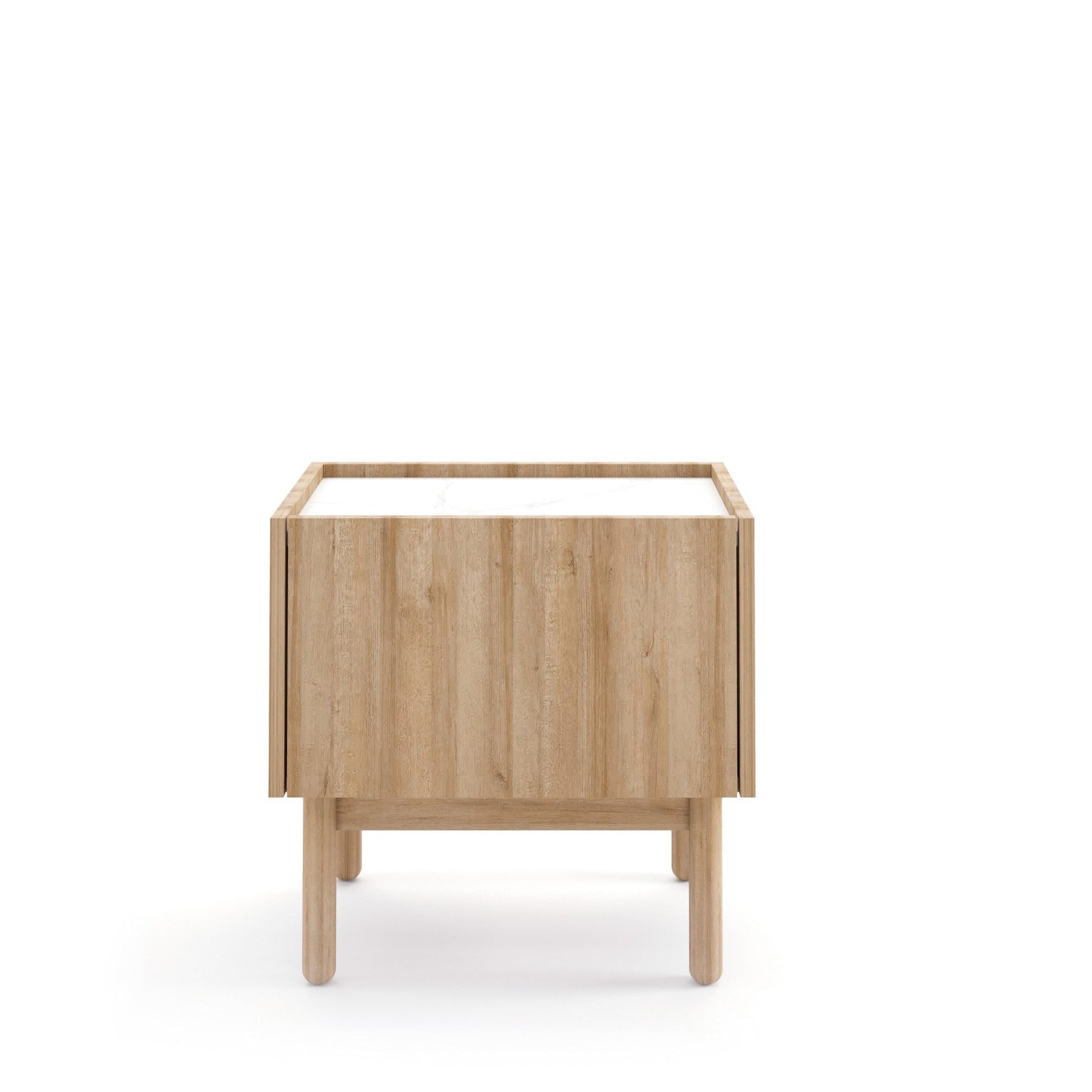 Comodino 1 cassetto in legno laminato rovere Arnesia 50x48 cm