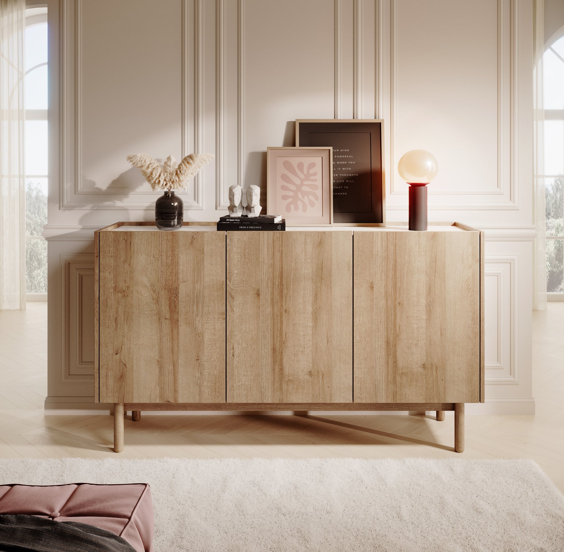Madia 3 ante in legno laminato Arnesia 144x83 cm