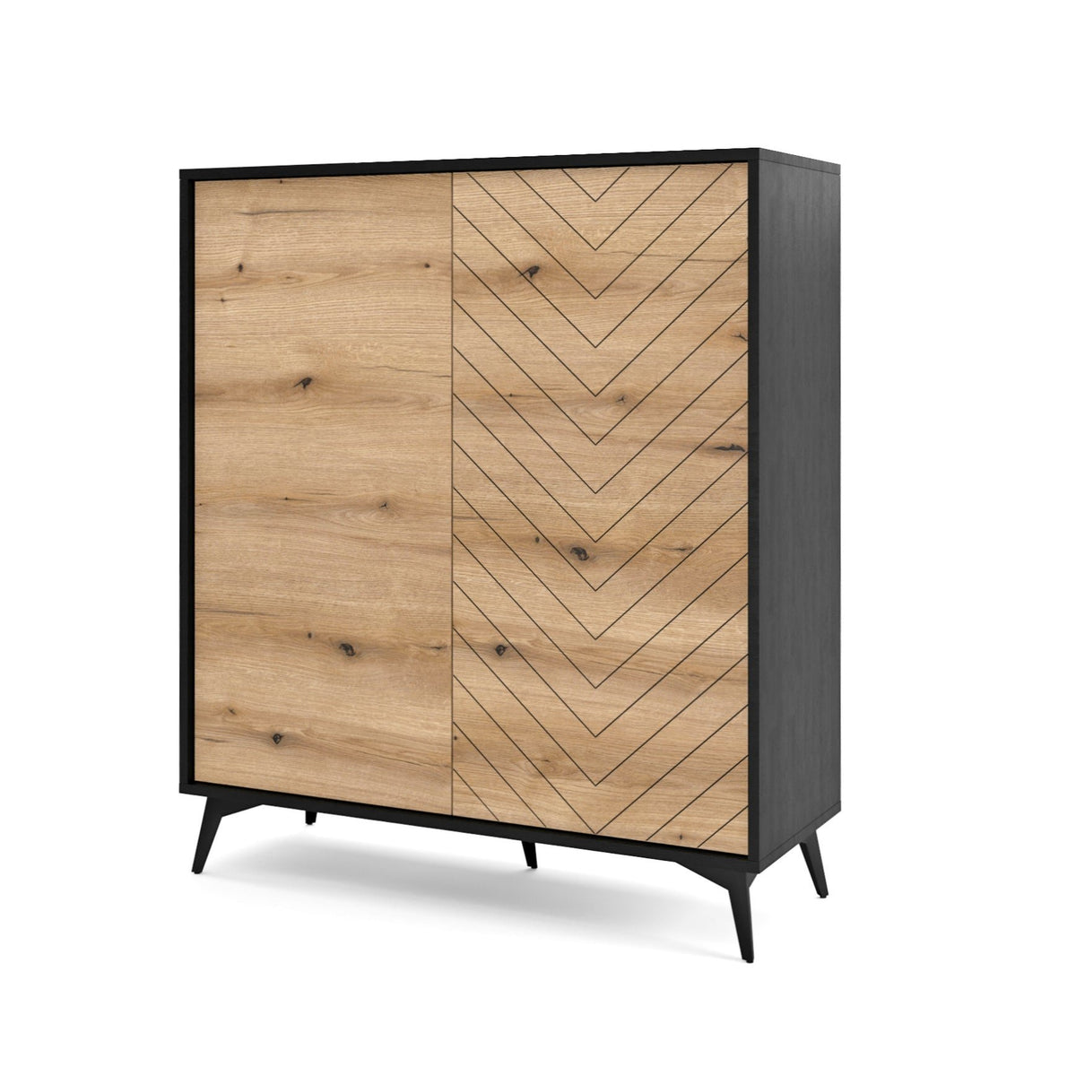 Credenza 2 ante in legno laminato con piedi in metallo Evoke 104x119 cm