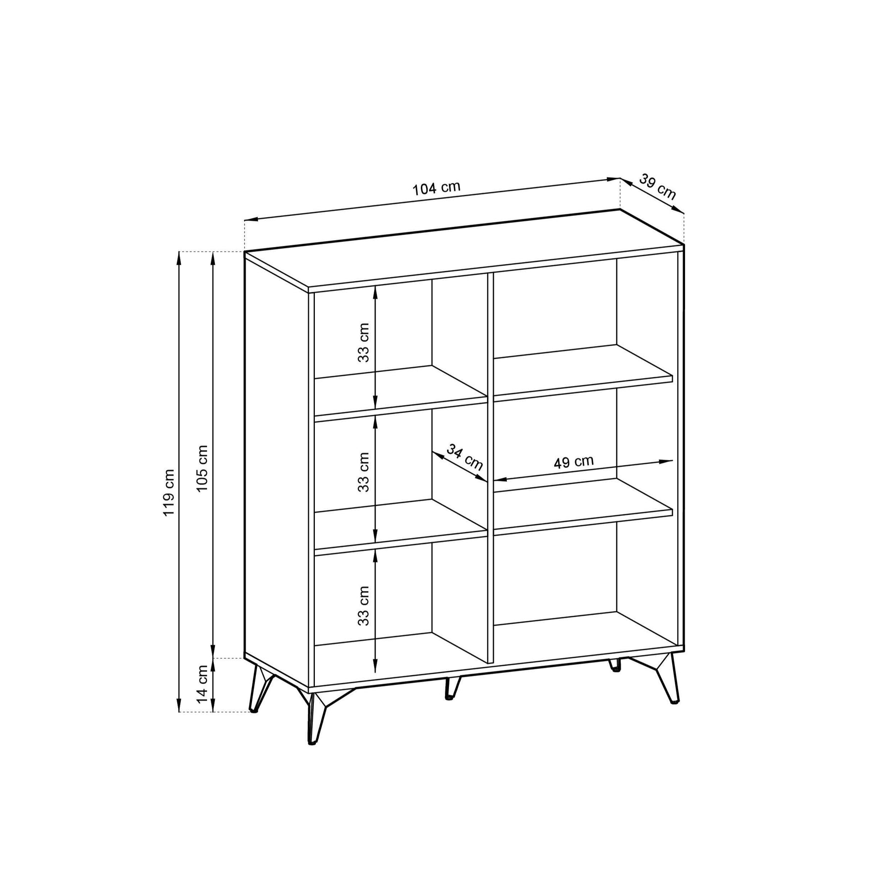 Credenza 2 ante in legno laminato con piedi in metallo Evoke 104x119 cm