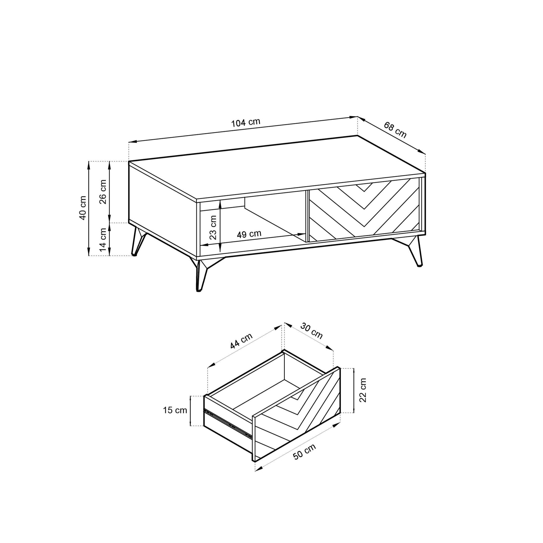 Tavolino da caffè in legno laminato con piedi in metallo Evoke 104x40 cm