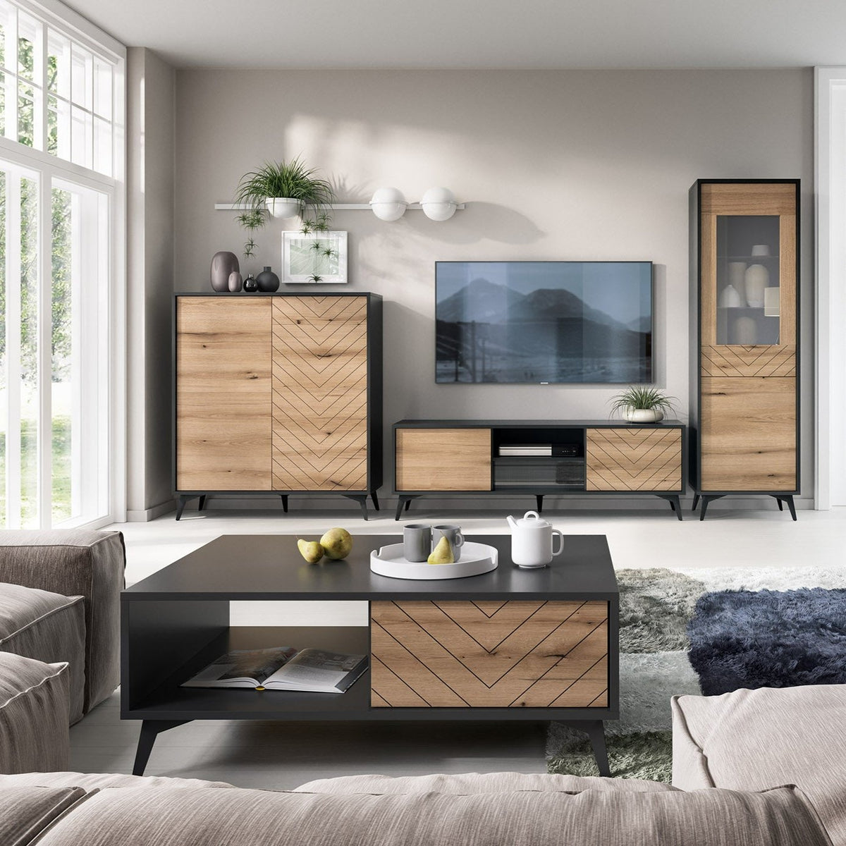 Tavolino da caffè in legno laminato con piedi in metallo Evoke 104x40 cm