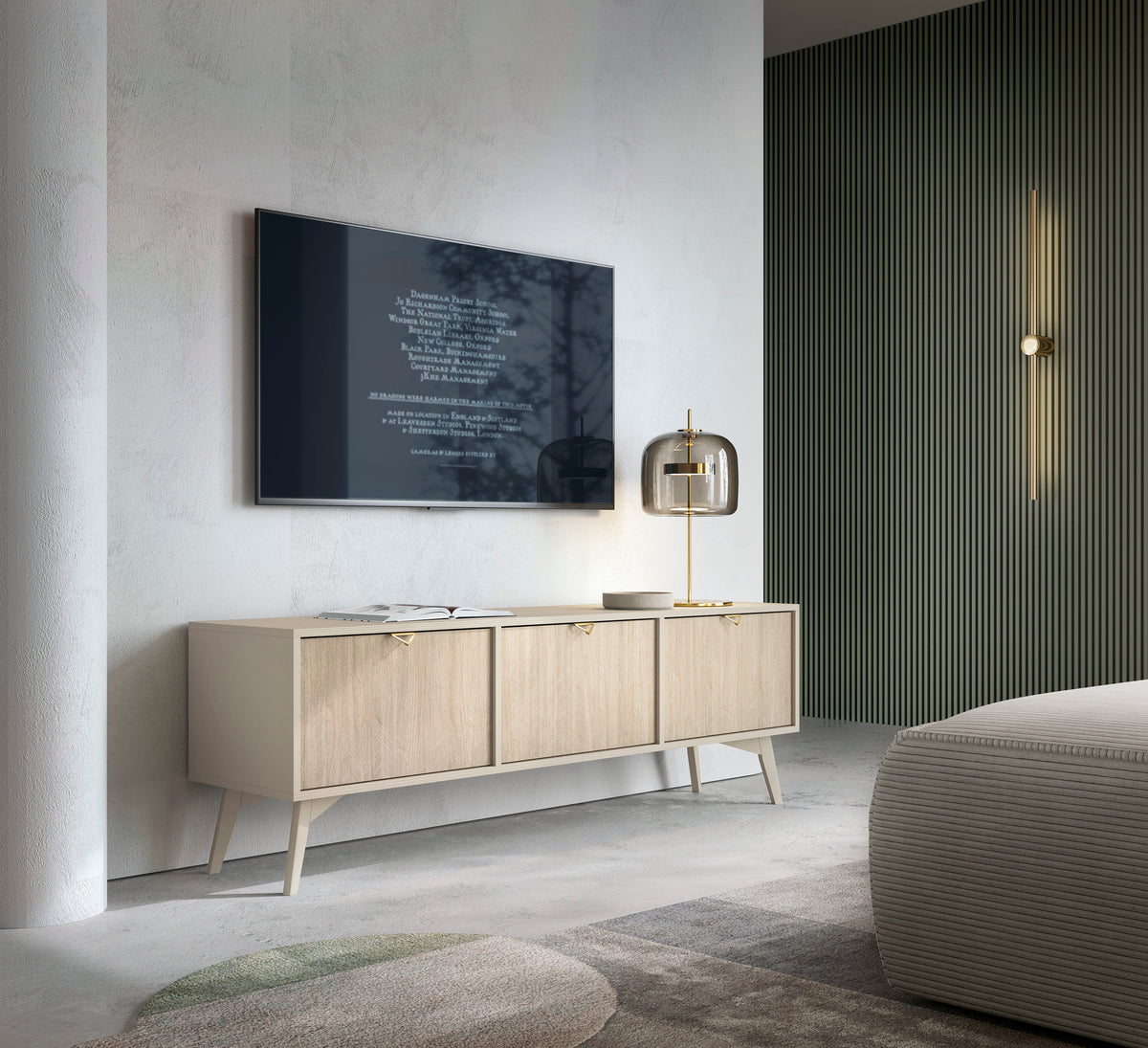 Mobile TV 3 ante in legno laminato Vanity 158x52 cm