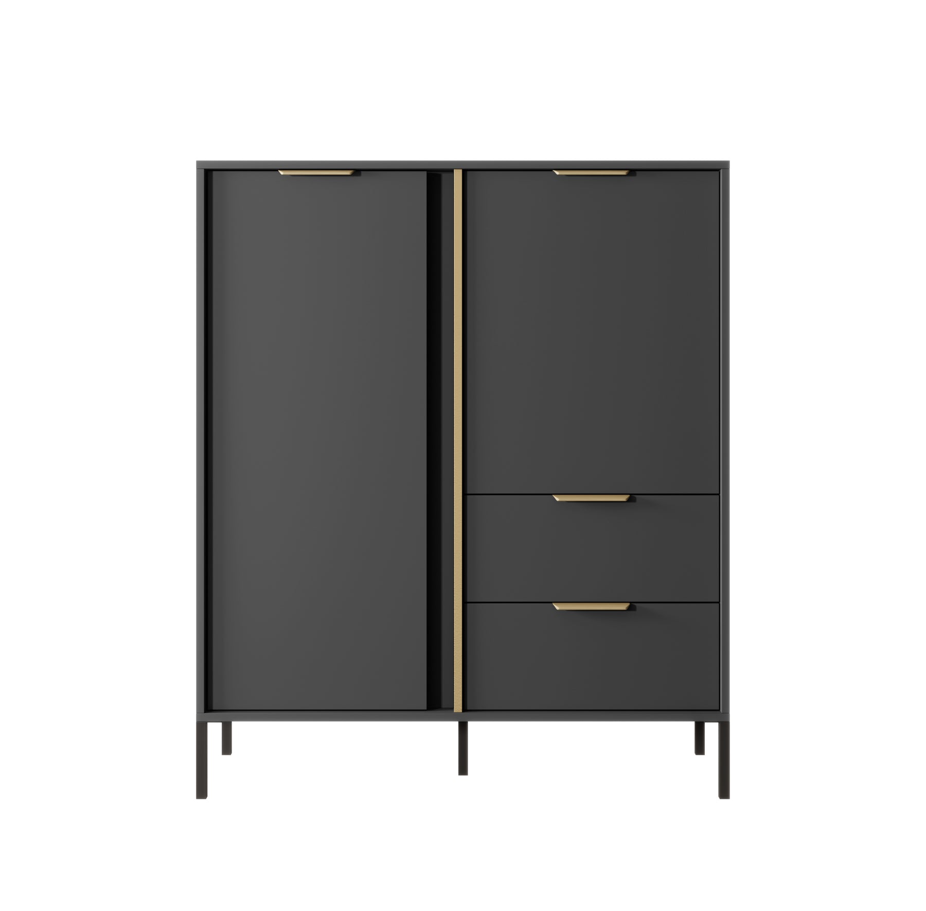 Credenza con 2 ante e 2 cassetti antracite Venere 103x123 cm
