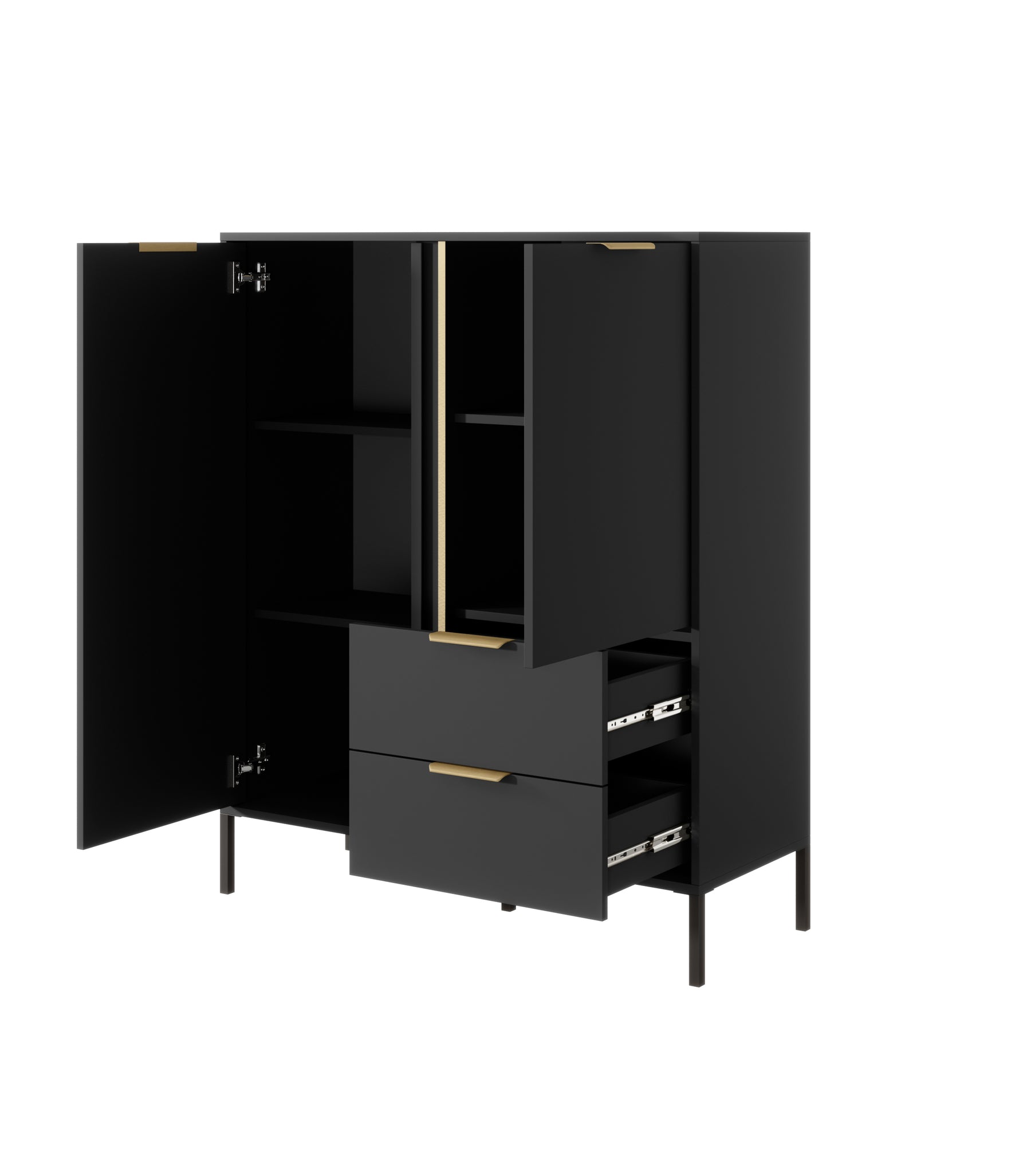 Credenza con 2 ante e 2 cassetti antracite Venere 103x123 cm