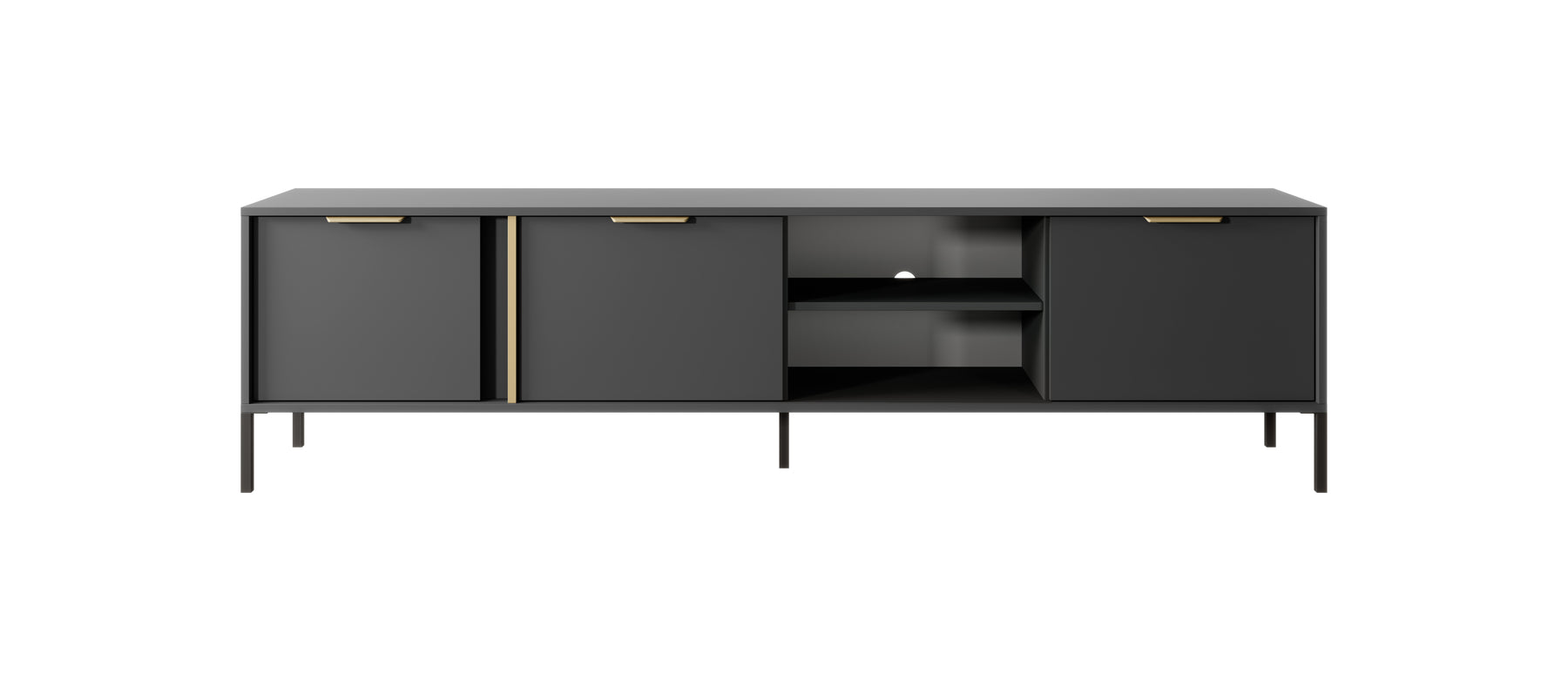 Mobile TV con 3 ante e 2 ripiani antracite Venere 203x53 cm