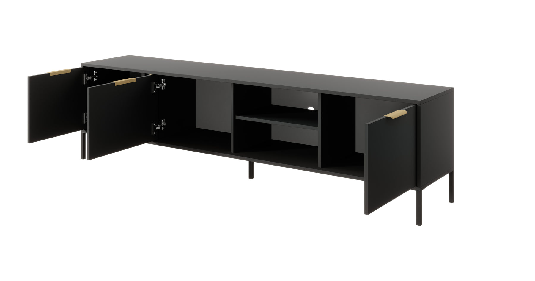 Mobile TV con 3 ante e 2 ripiani antracite Venere 203x53 cm