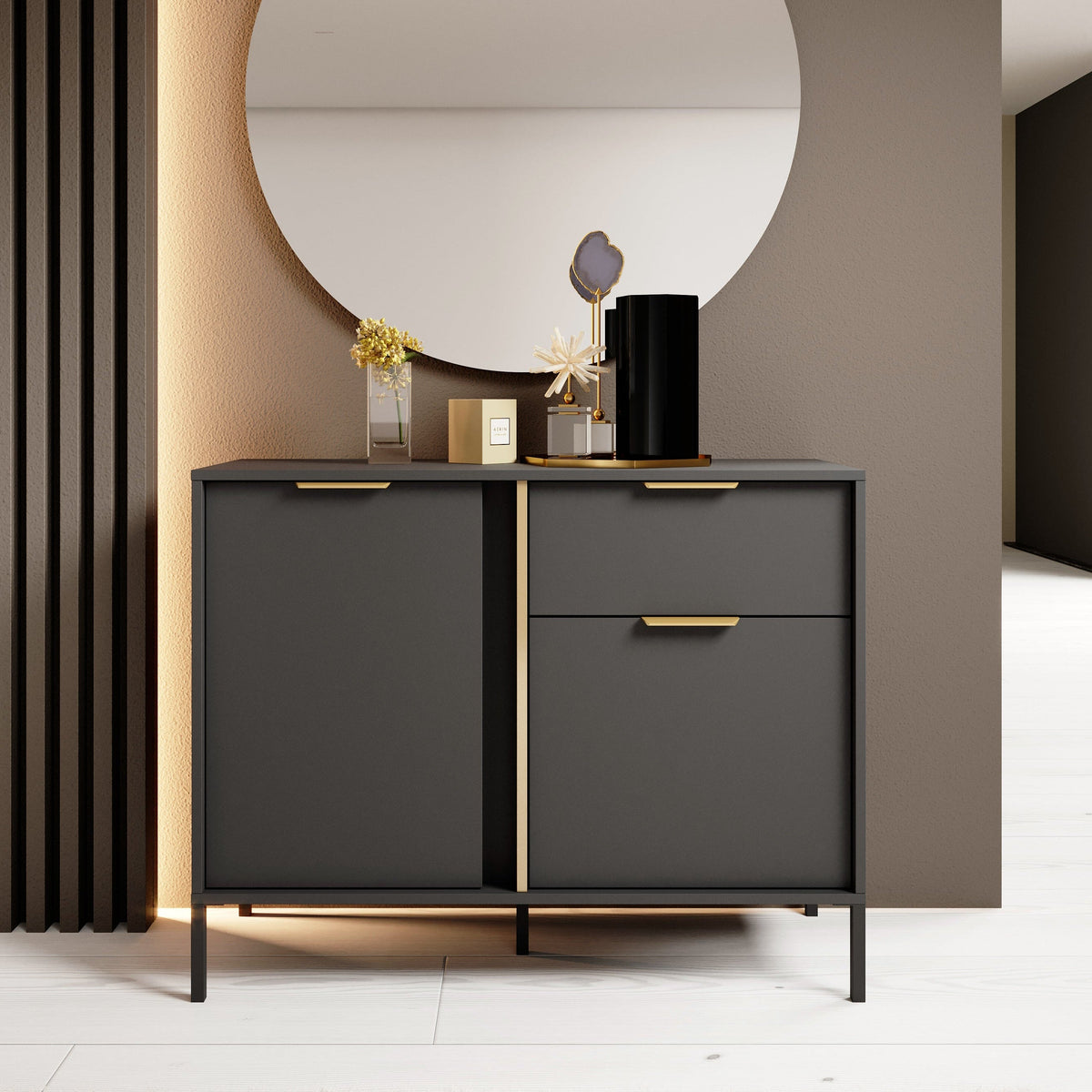 Credenza con 2 ante e 1 cassetto antracite Venere 103x81 cm