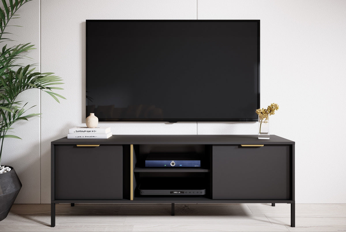 Mobile TV con 2 ante e 2 ripiani antracite Venere 153x53 cm