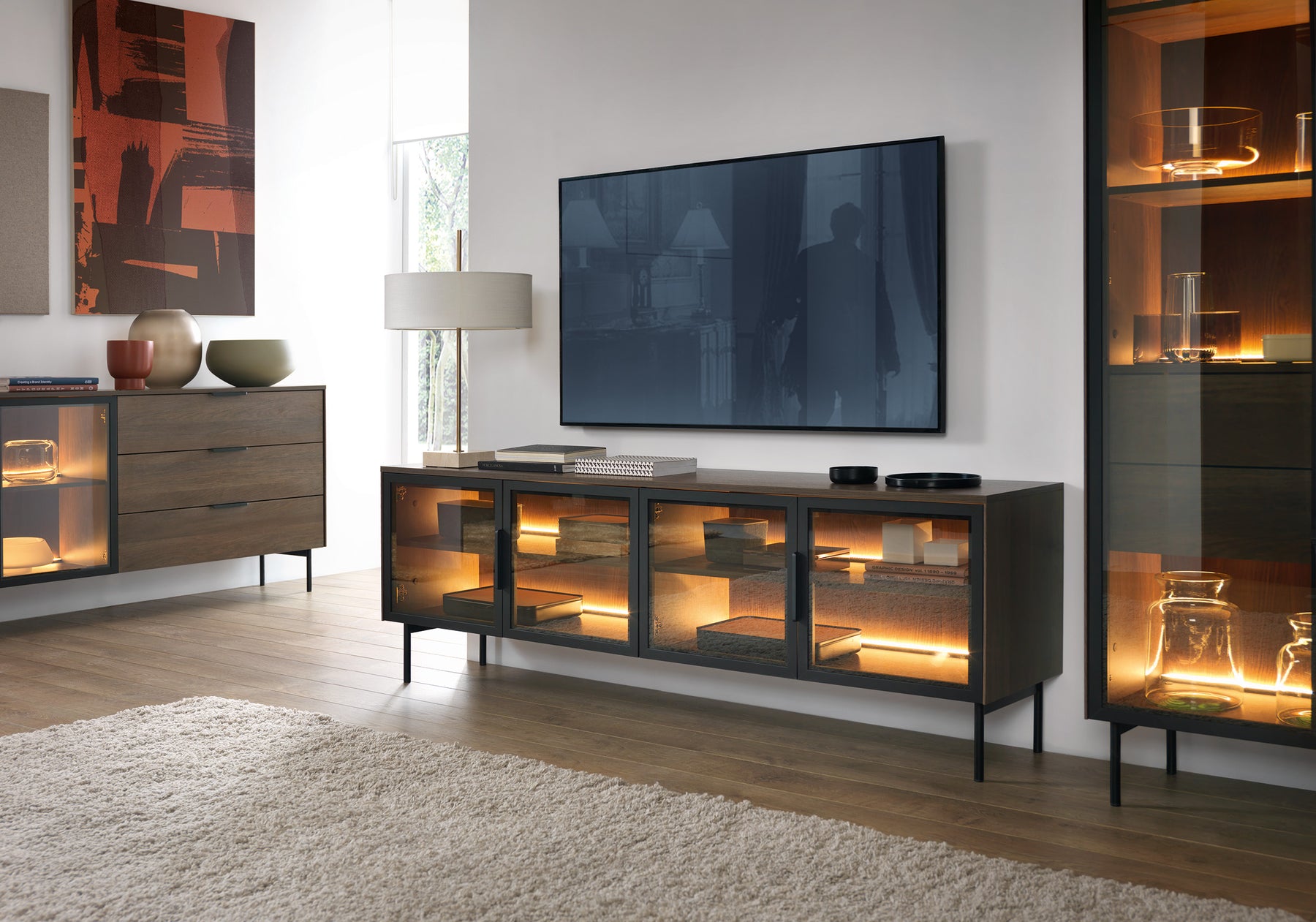Mobile TV 4 ante con piede in metallo Lume 181x61 cm