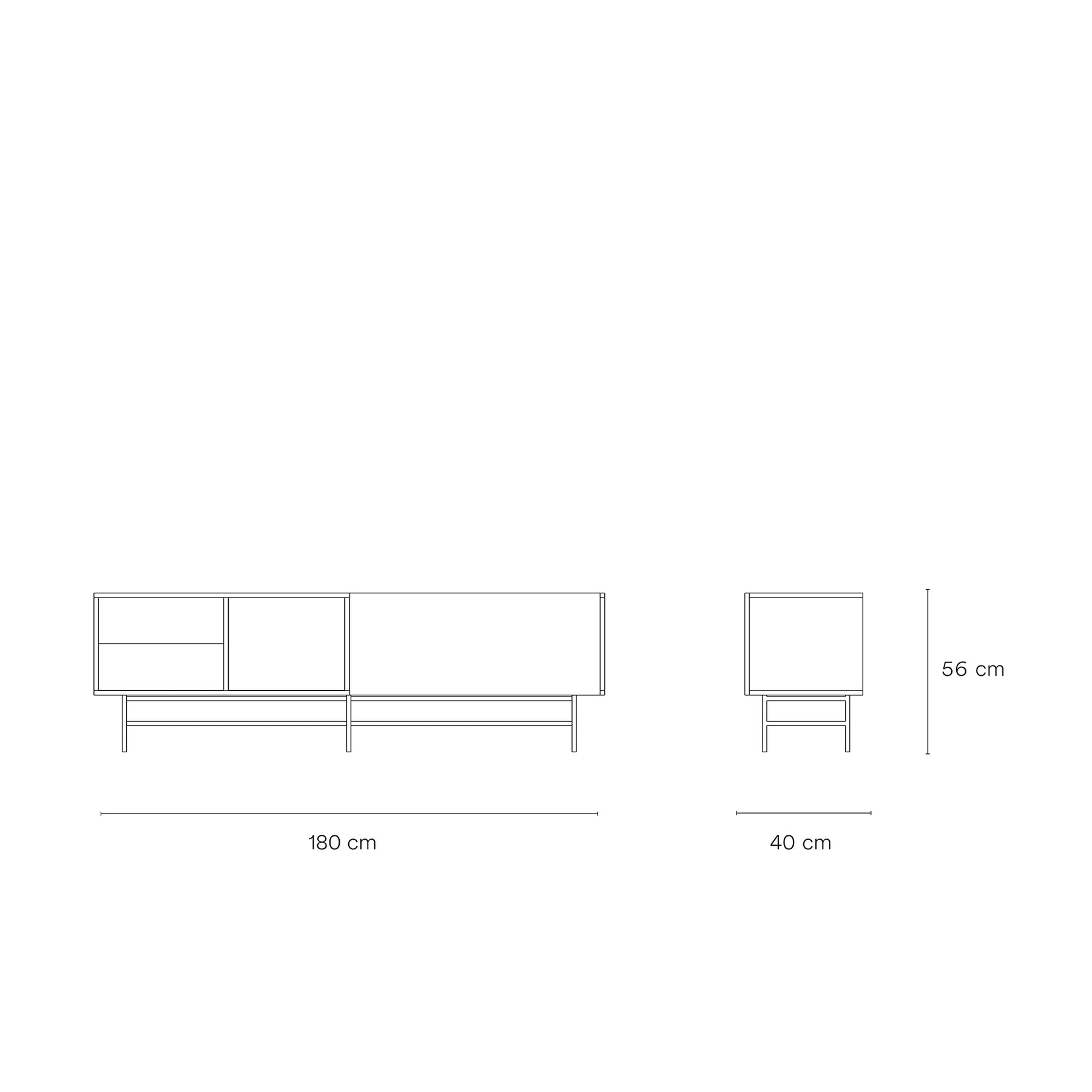 Mobile TV 2 ante e 2 cassetti laccato crema e sabbia con piede in ferro Nube di Teulat 180x56 cm