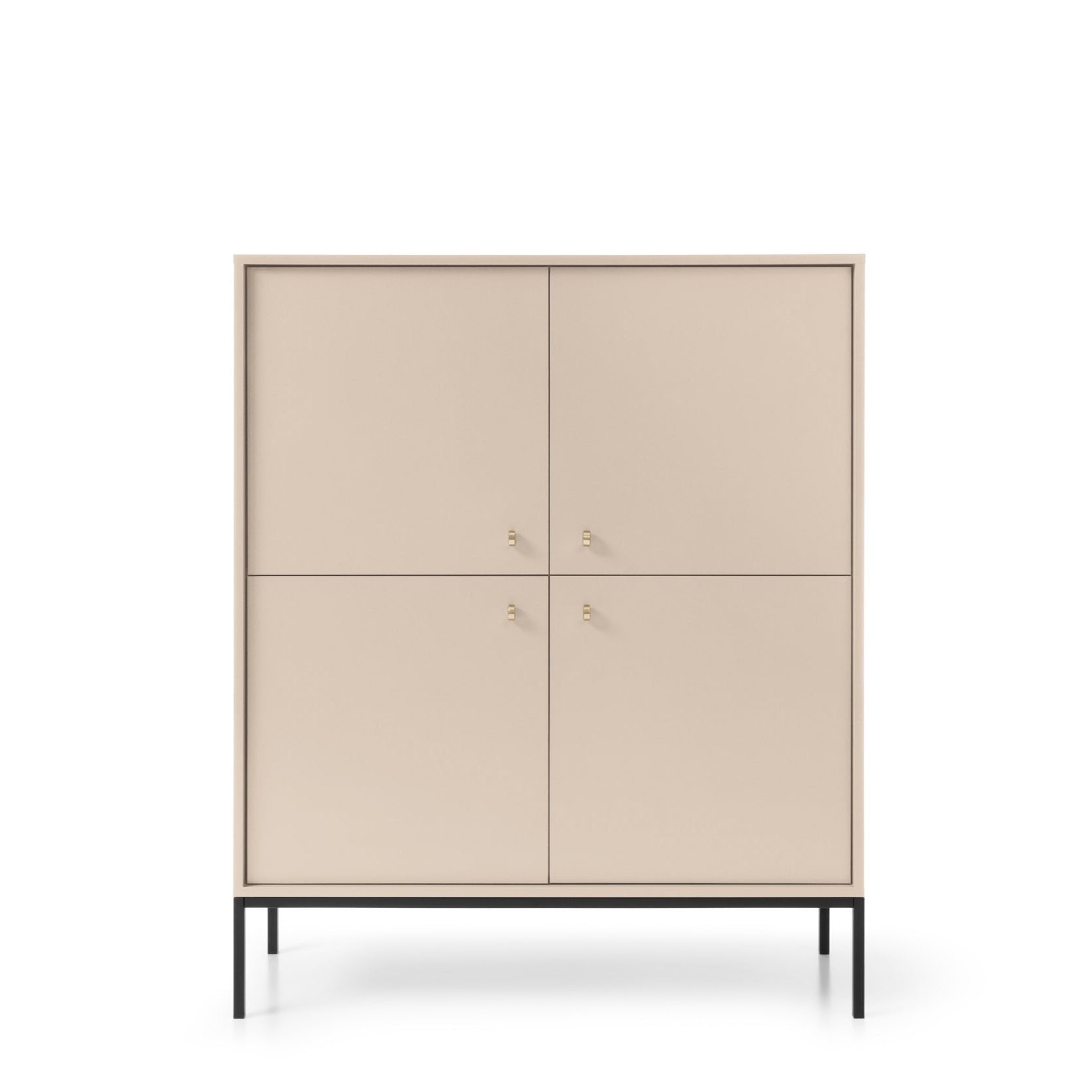 Credenza con piedi in ferro 4 ante in legno laminato Canterno 104x125 cm