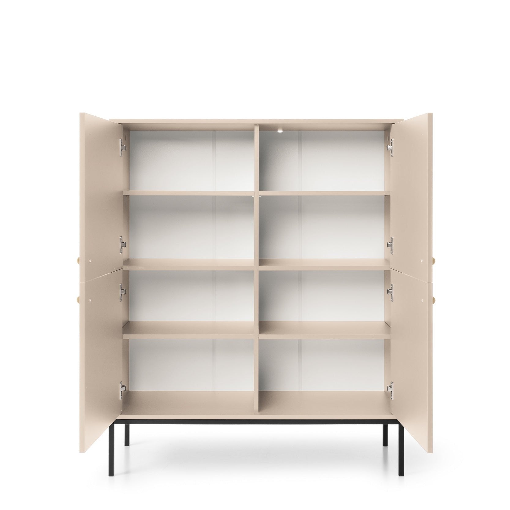 Credenza con piedi in ferro 4 ante in legno laminato Canterno 104x125 cm