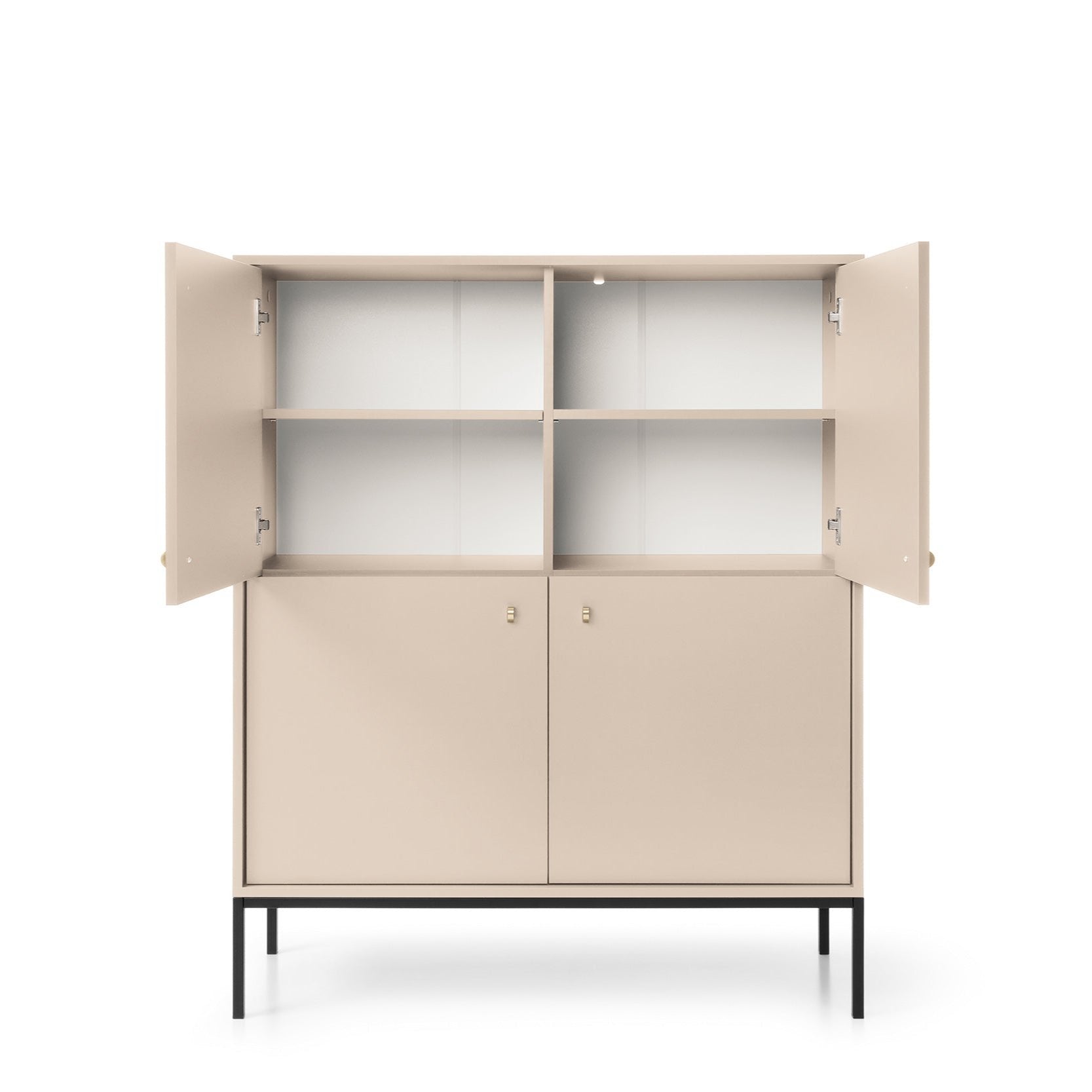 Credenza con piedi in ferro 4 ante in legno laminato Canterno 104x125 cm