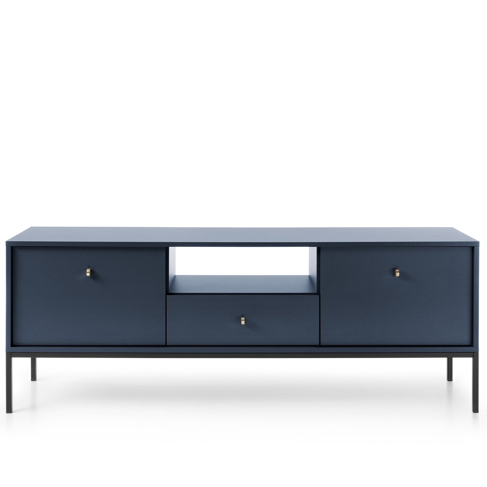 Mobile TV con piedi in metallo 2 ante e 1 cassetto in legno laminato Canterno 154x56 cm