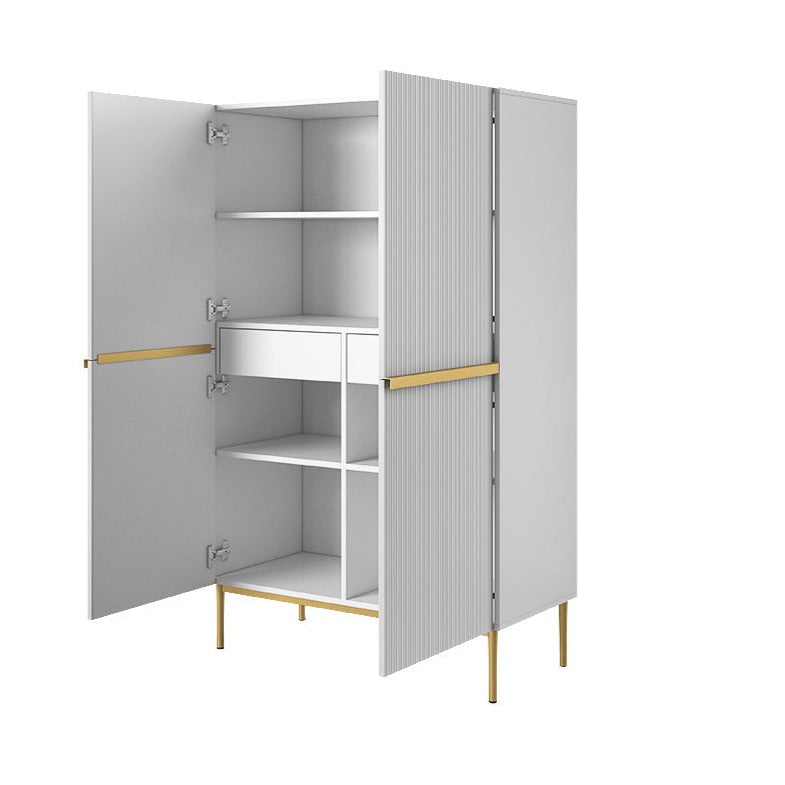 Credenza bianca 2 ante con piede in metallo oro Nicole 100x160 cm