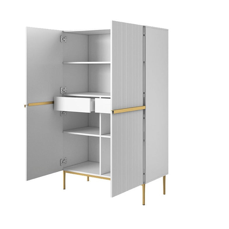 Credenza bianca 2 ante con piede in metallo oro Nicole 100x160 cm
