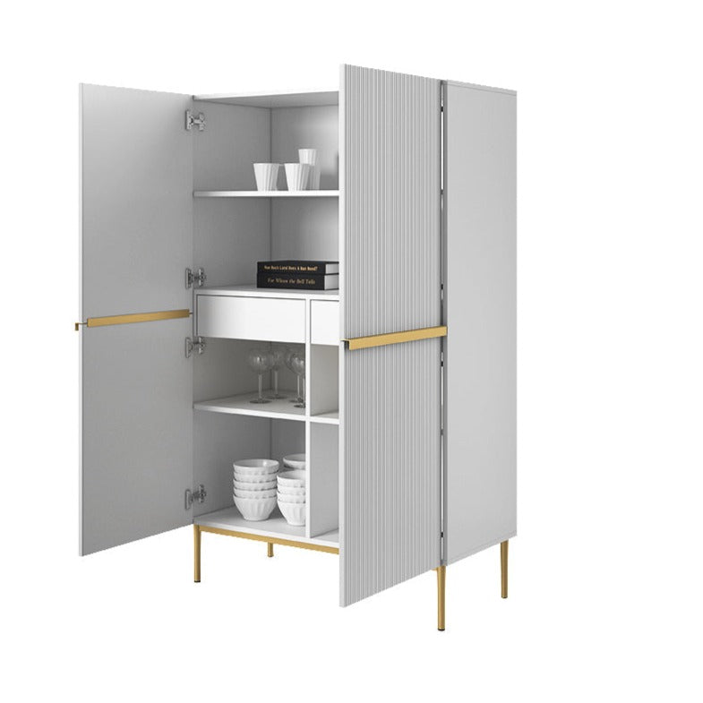 Credenza bianca 2 ante con piede in metallo oro Nicole 100x160 cm