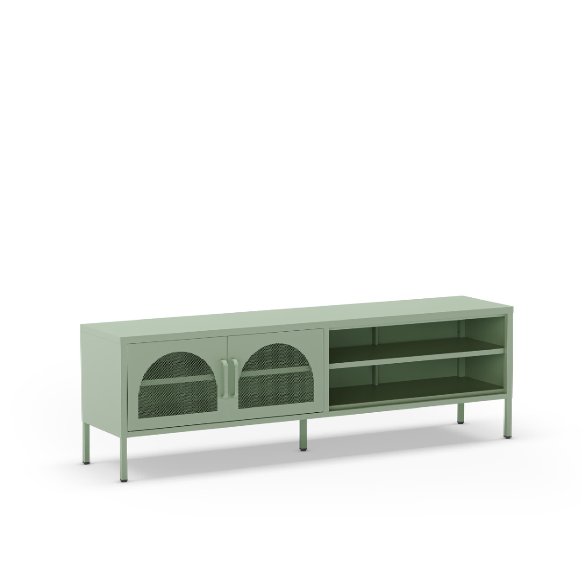 Mobile TV 2 ante a vetro e mensole a giorno Diora 160x50 cm