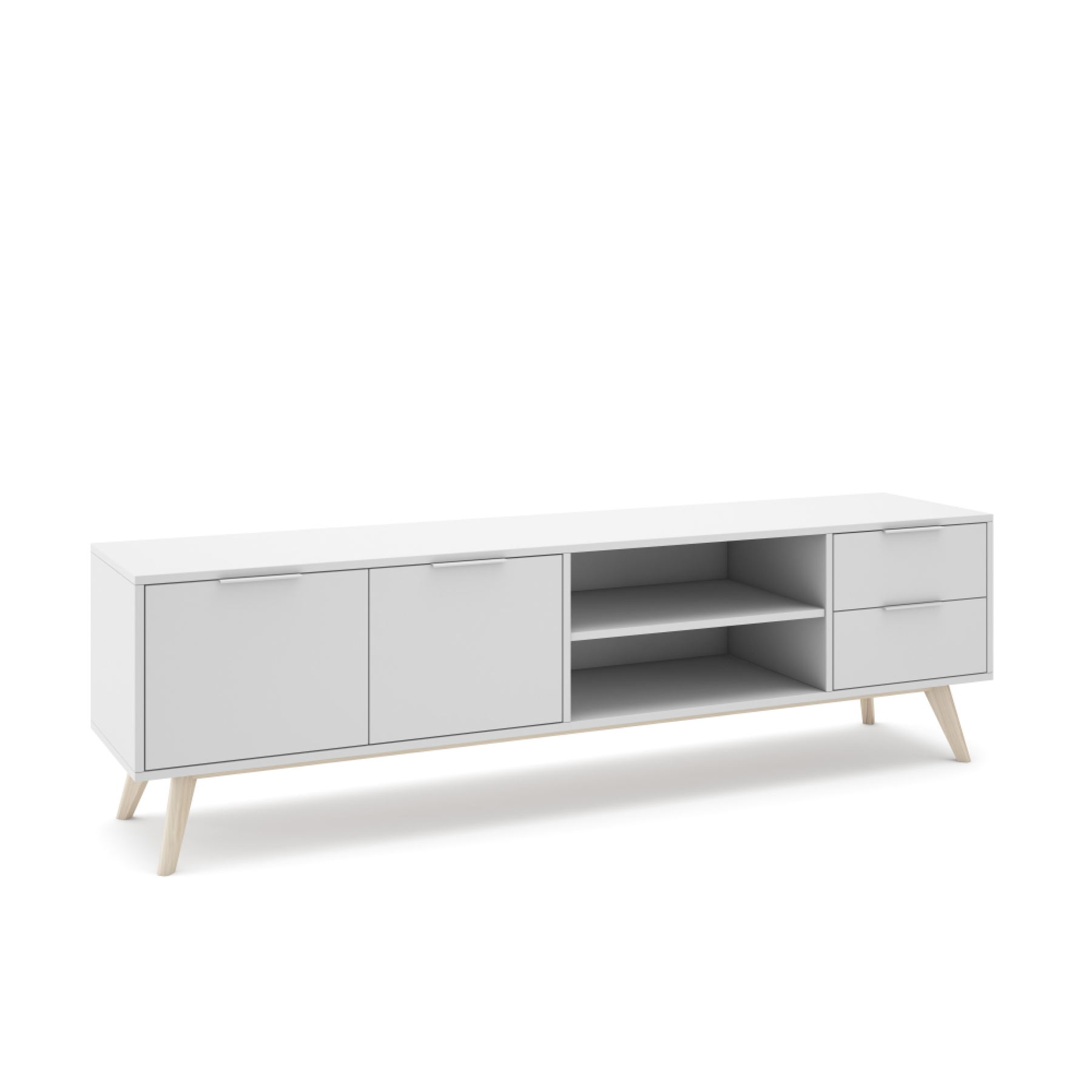 Mobile TV 2 ante e 2 cassetti con ripiani aperti Nordica 180x53 cm