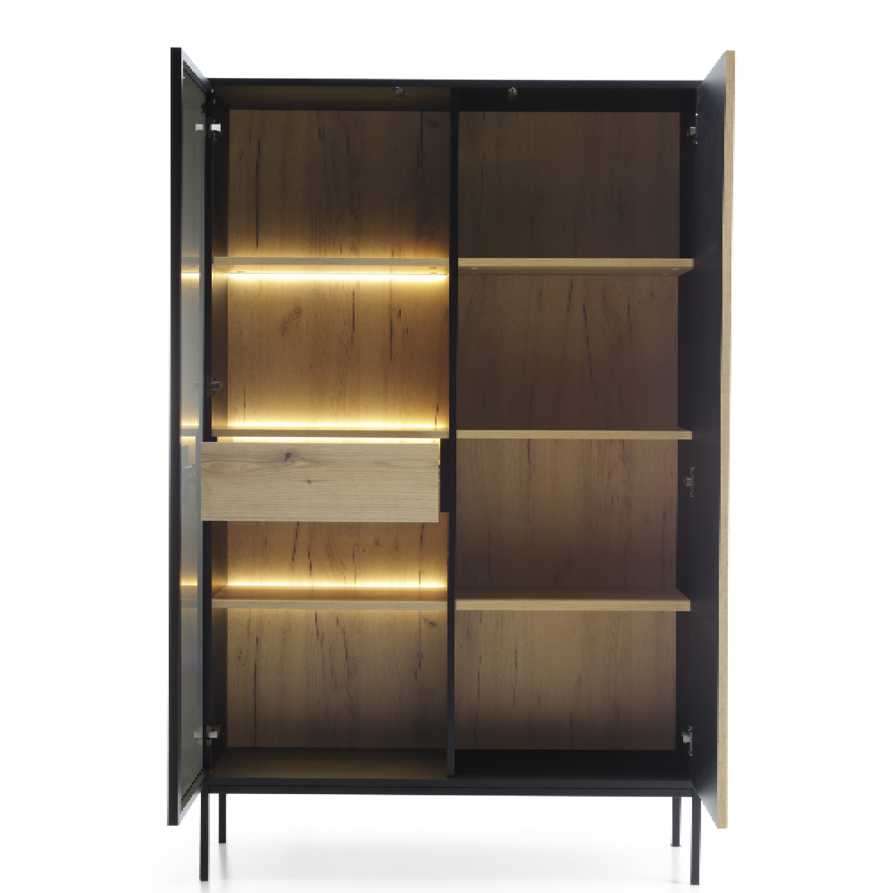 Vetrina con 2 ante e LED integrato Aura 104x166 cm