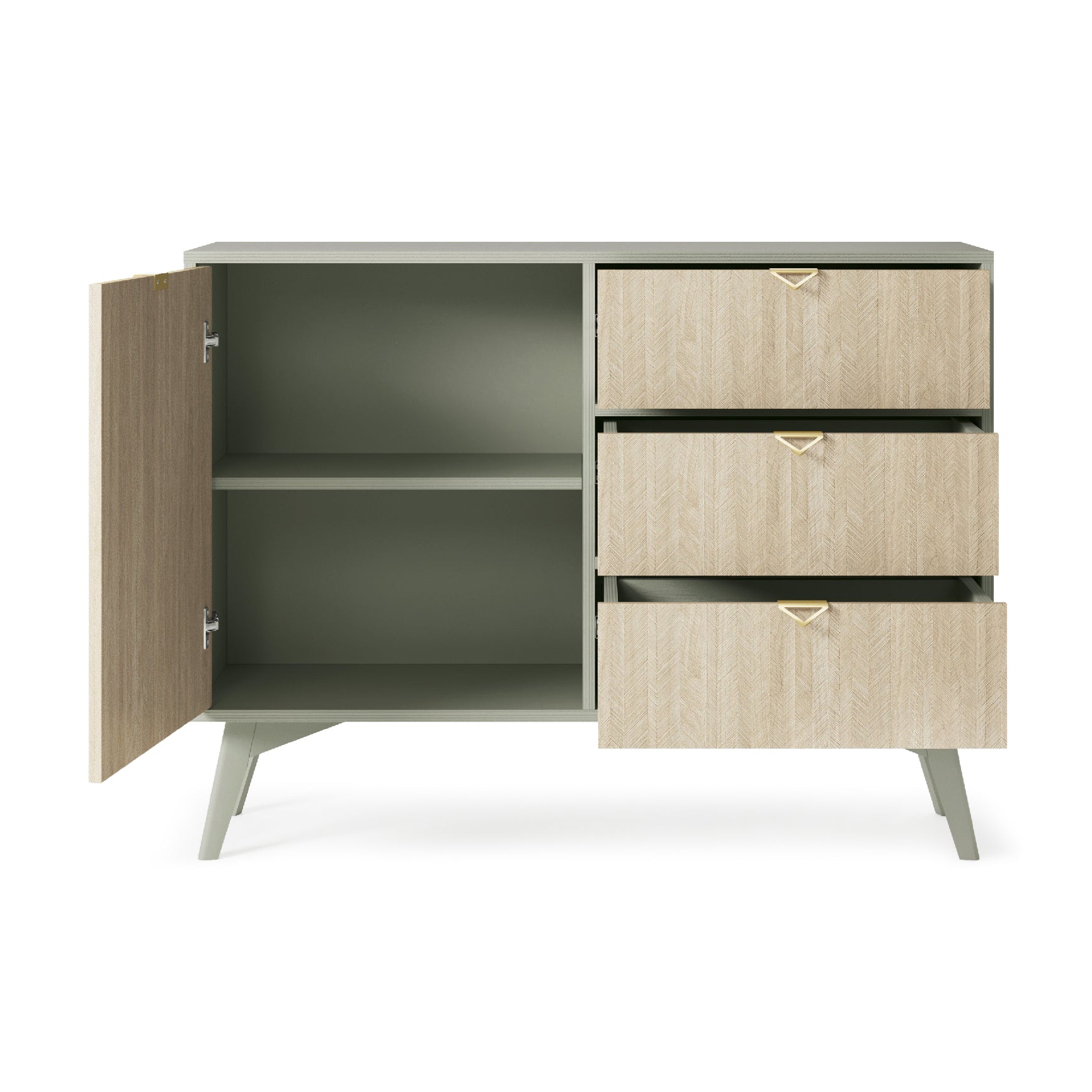 Madia 1 anta e 3 cassetti in legno laminato Vanity 106x80 cm