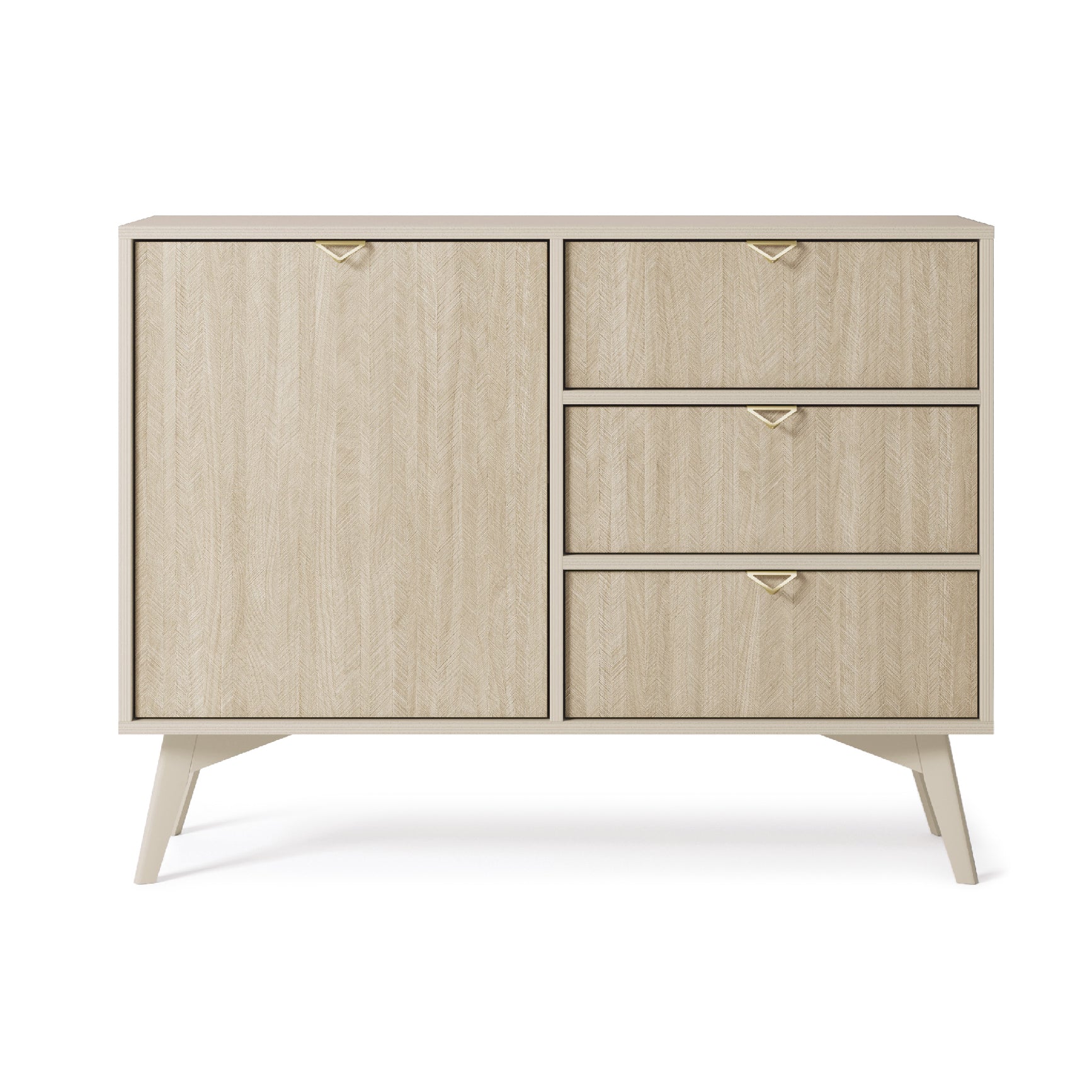Madia 1 anta e 3 cassetti in legno laminato Vanity 106x80 cm